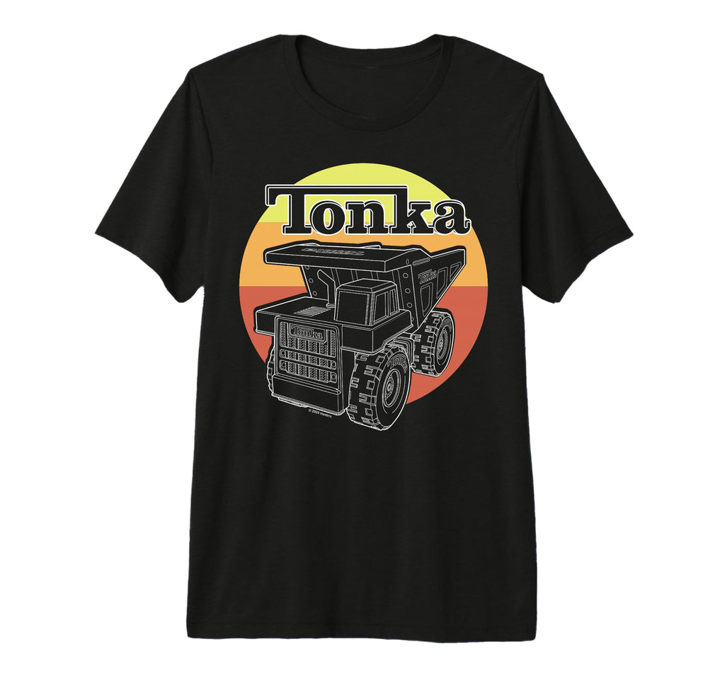 Tonka Sunset Stripe Truck Logo Tri T-Shirt - Casual Everyday Wear Unisex - T-Shirt, Sweatshirt, Hoodie