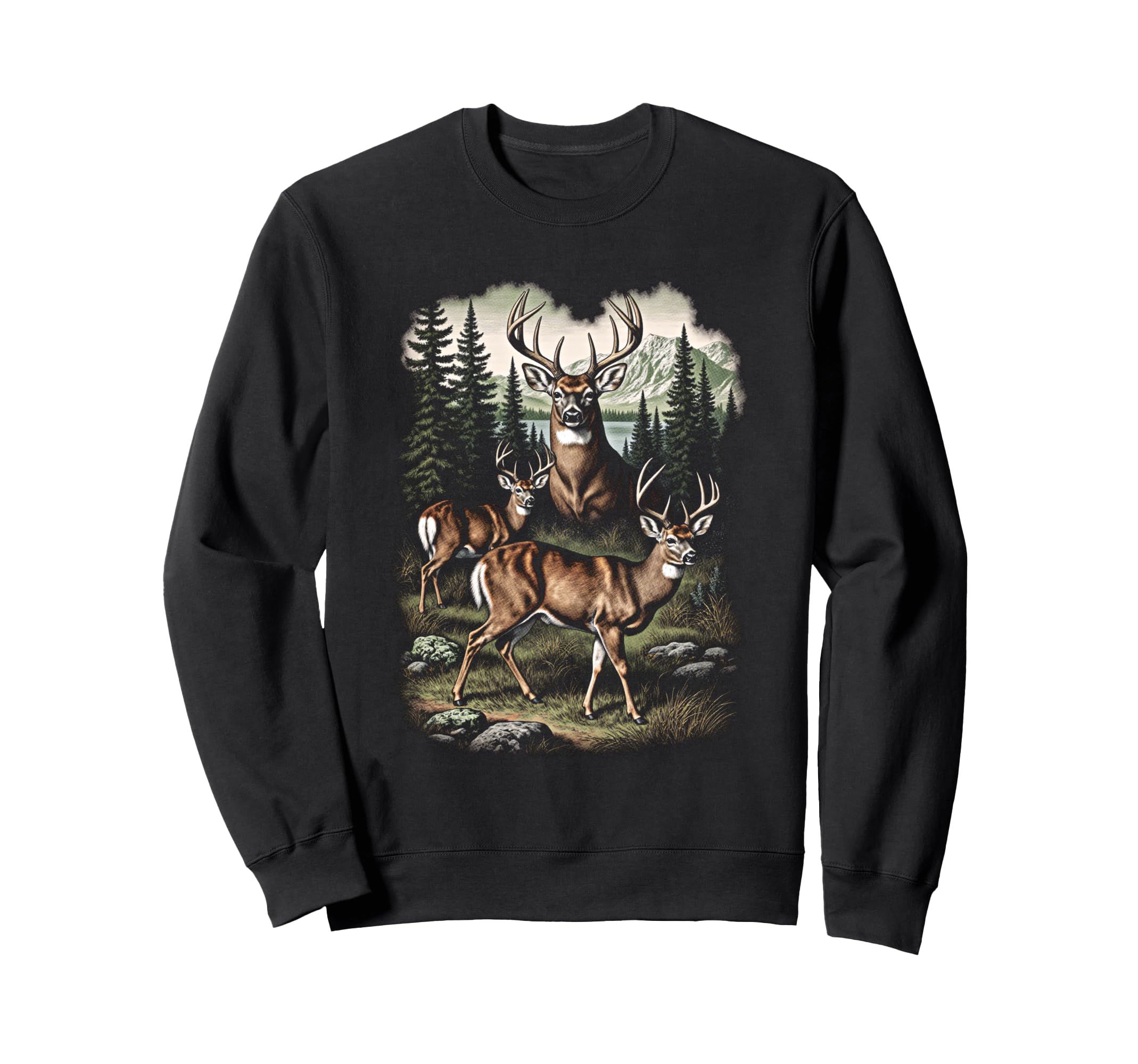 Grunge Deer 90S Sweatshirt - Casual Everyday Wear Unisex - T-Shirt, Sweatshirt, Hoodie