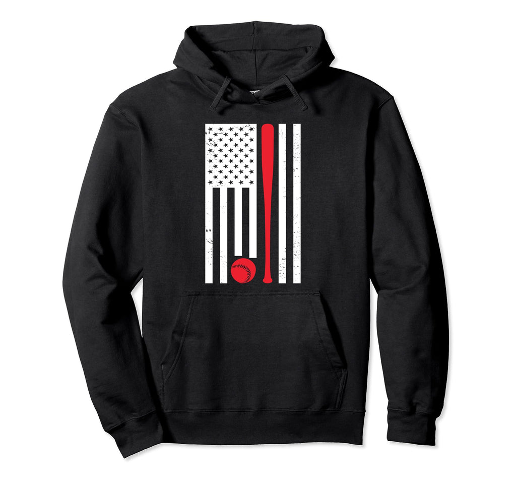 American Flag Baseball Hoodie - Graphic Print for Adults - T-Shirt, Sweatshirt, Hoodie