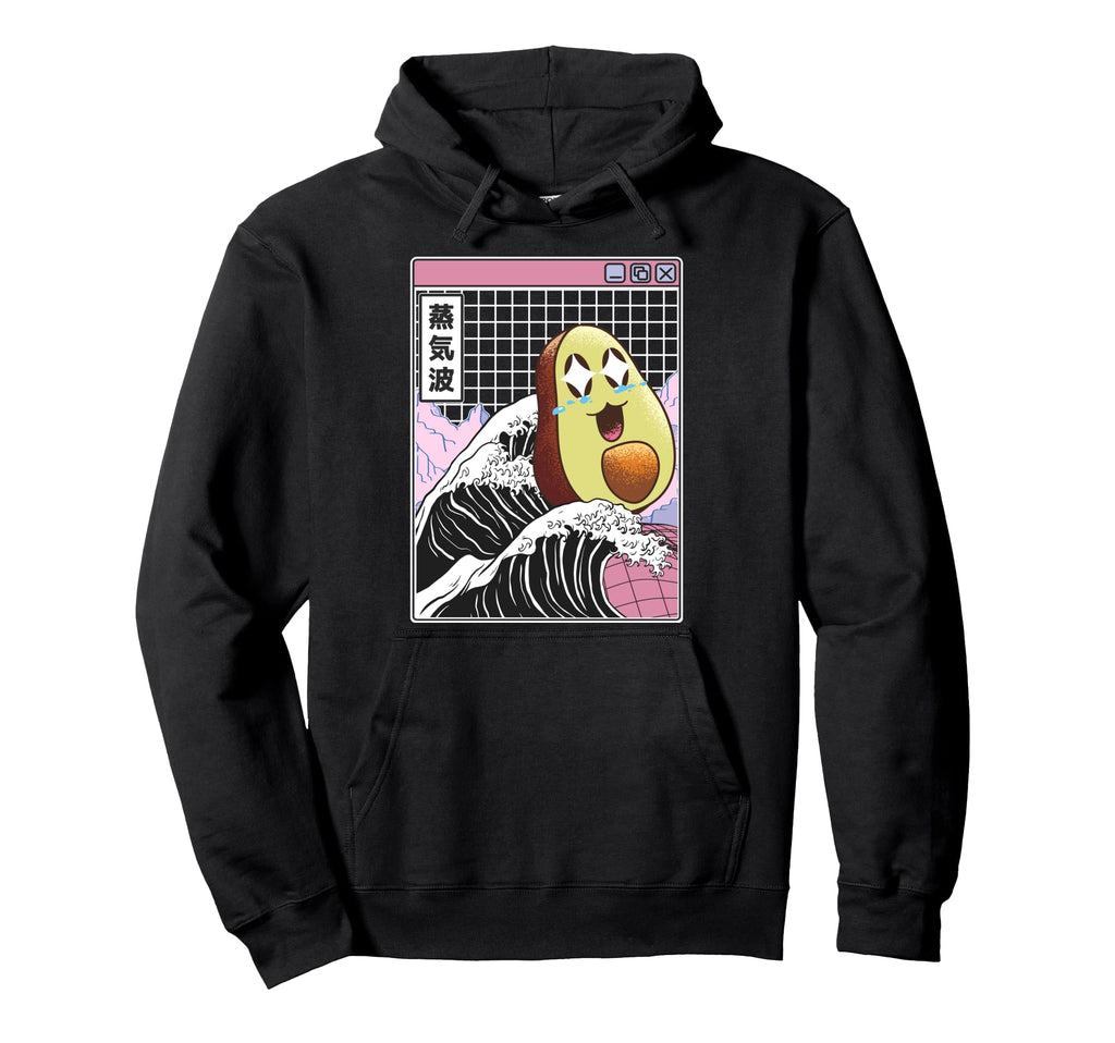 Happy Avocado Kanagawa Wave Digital Kawaii Hoodie - Graphic Print Unisex - T-Shirt, Sweatshirt, Hoodie