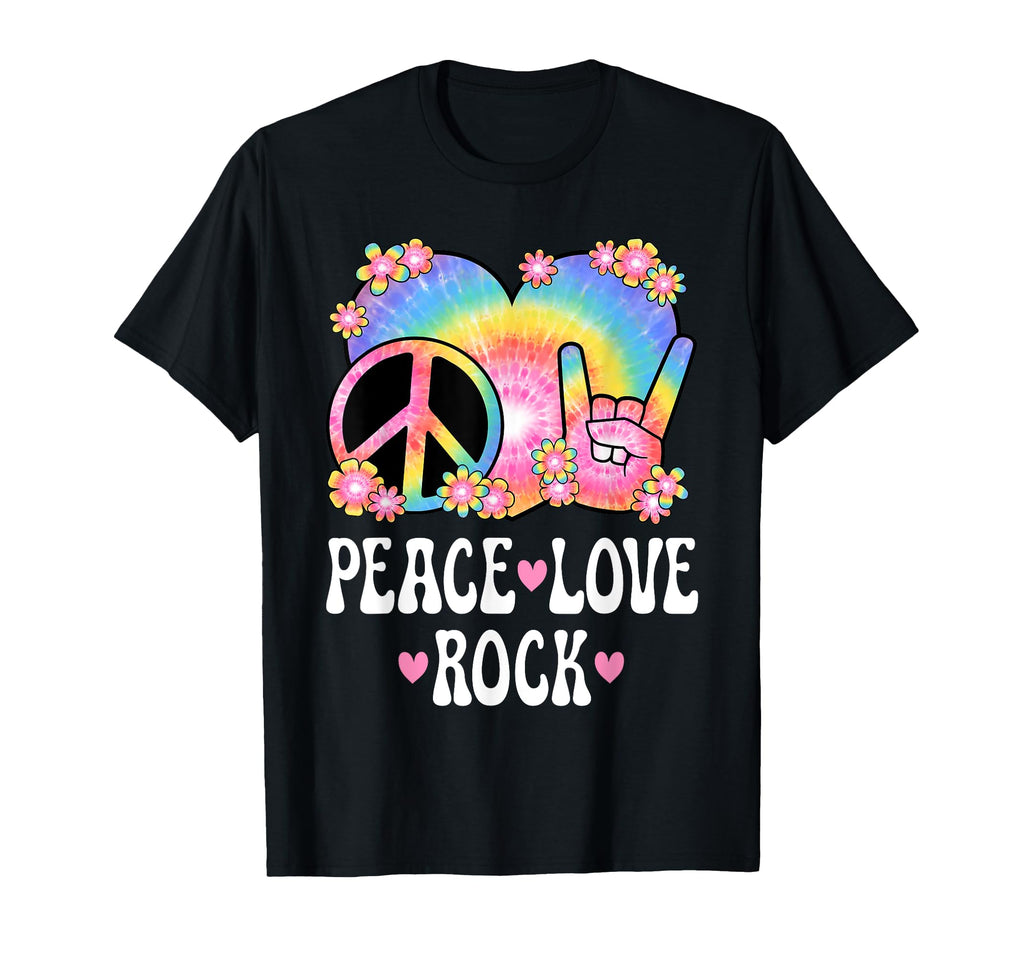 Peace Love Rock And Roll 60S 70S Hippie T-Shirt - Aesthetic Graphic Unisex - T-Shirt, Sweatshirt, Hoodie