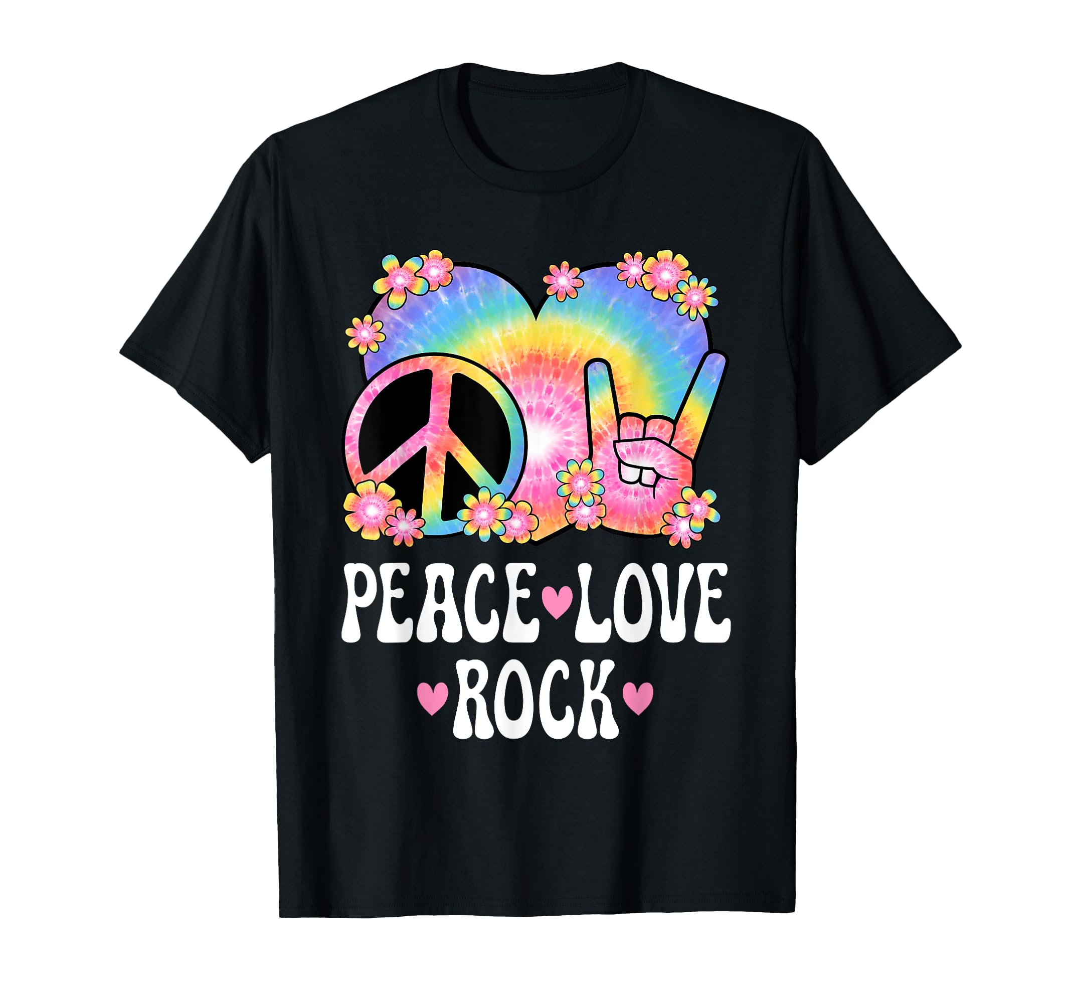 Peace Love Rock And Roll 60S 70S Hippie T-Shirt - Aesthetic Graphic Unisex - T-Shirt, Sweatshirt, Hoodie