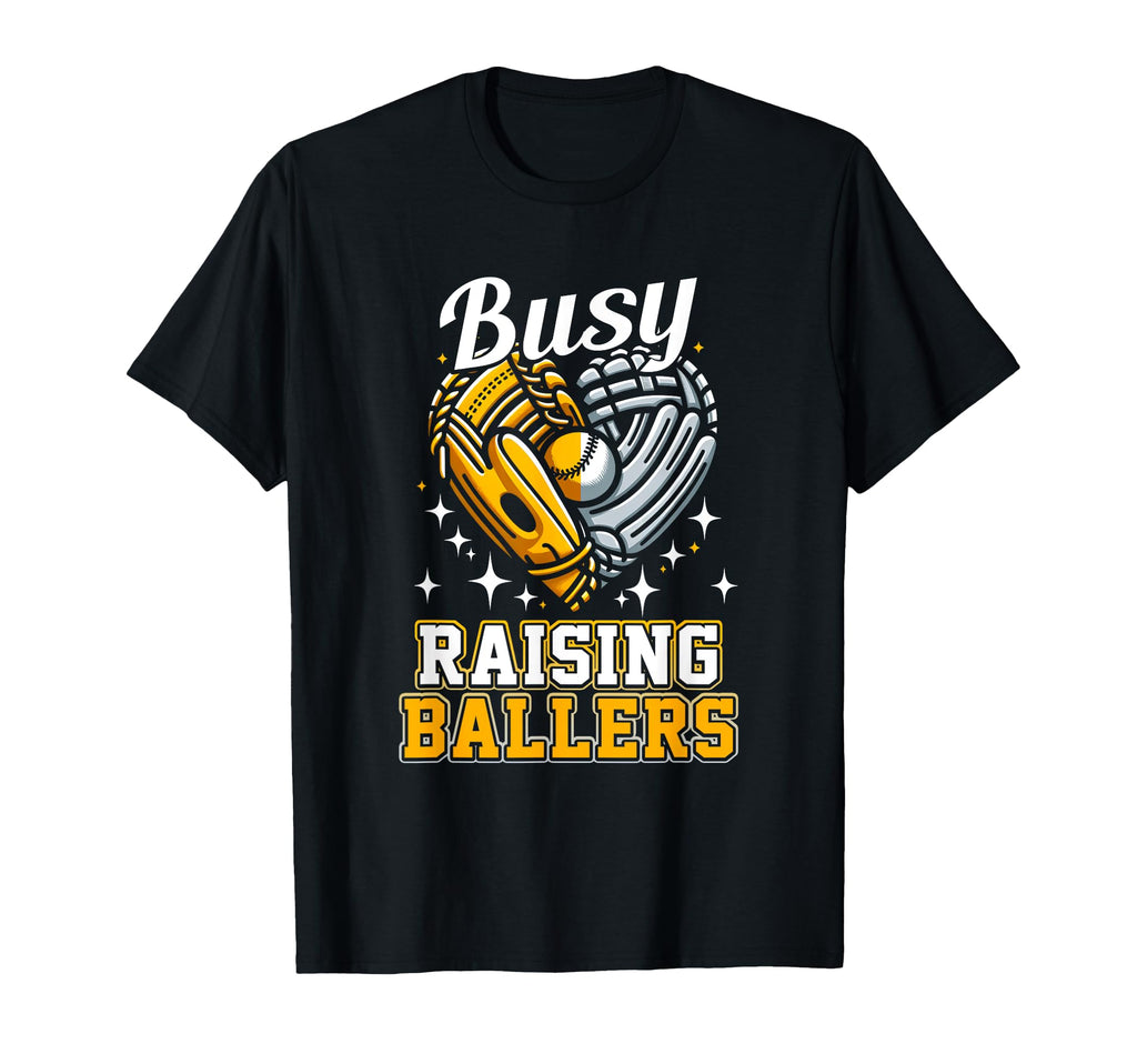 Busy Raising Ballers Heart Softball T-Shirt - Custom Art Print Men Women - T-Shirt, Sweatshirt, Hoodie