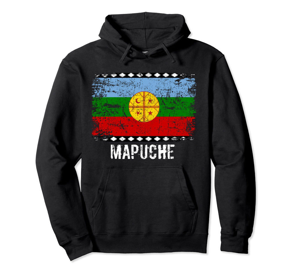 Mapuche Flag Chile Protest Distressed Hoodie - Minimalist Print for Adults - T-Shirt, Sweatshirt, Hoodie