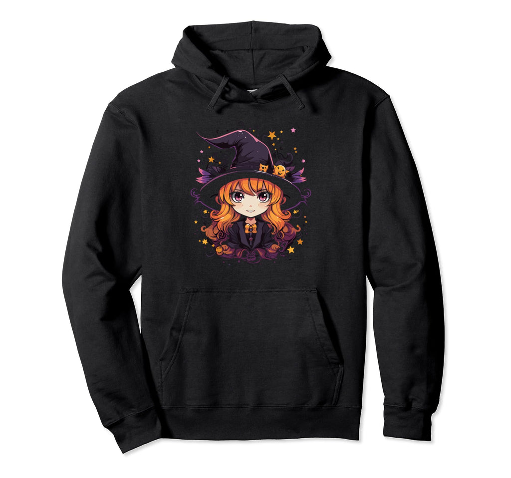 Anime Halloween Witch Big Eyes And Hoodie - Unique Graphic for Adults - T-Shirt, Sweatshirt, Hoodie