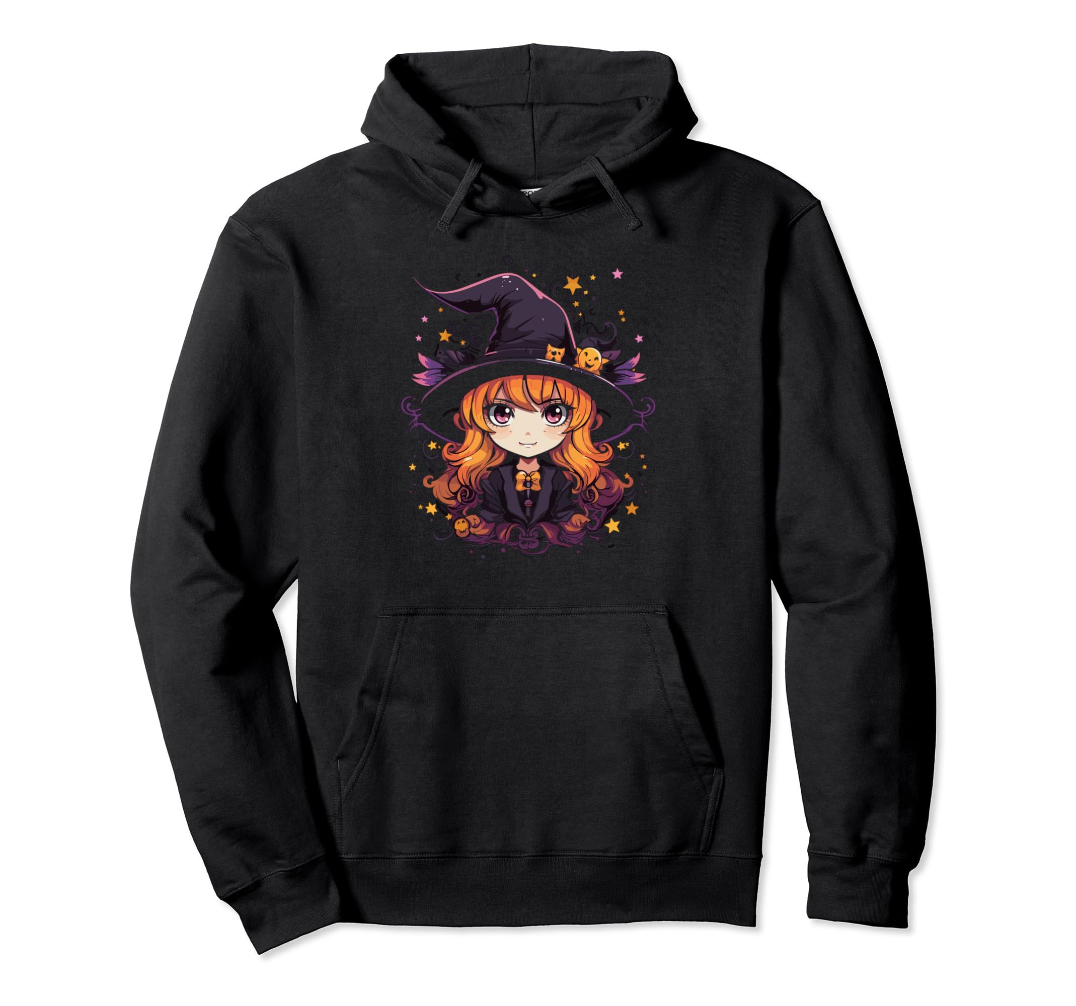 Anime Halloween Witch Big Eyes And Hoodie - Unique Graphic for Adults - T-Shirt, Sweatshirt, Hoodie