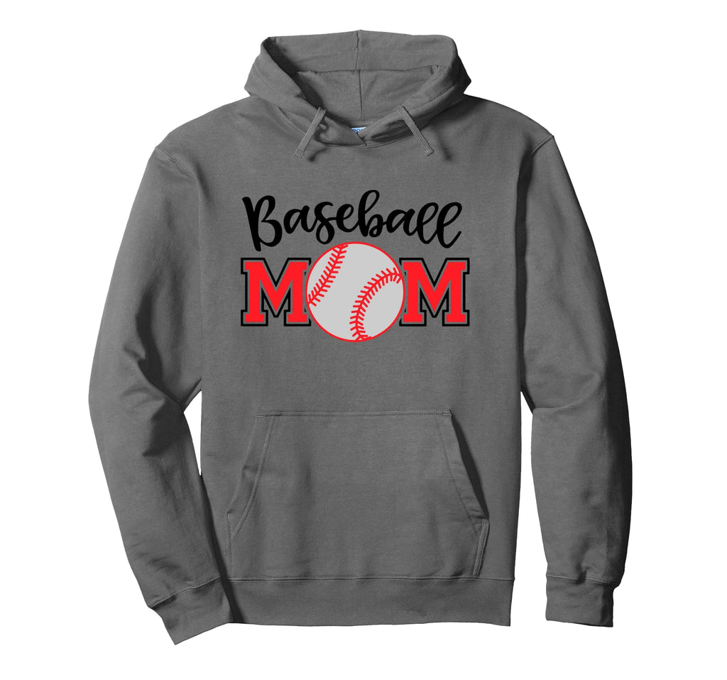 Baseball Mom Baseball Sport Black Red Ball Hoodie - Trendy Graphic Unisex - T-Shirt, Sweatshirt, Hoodie