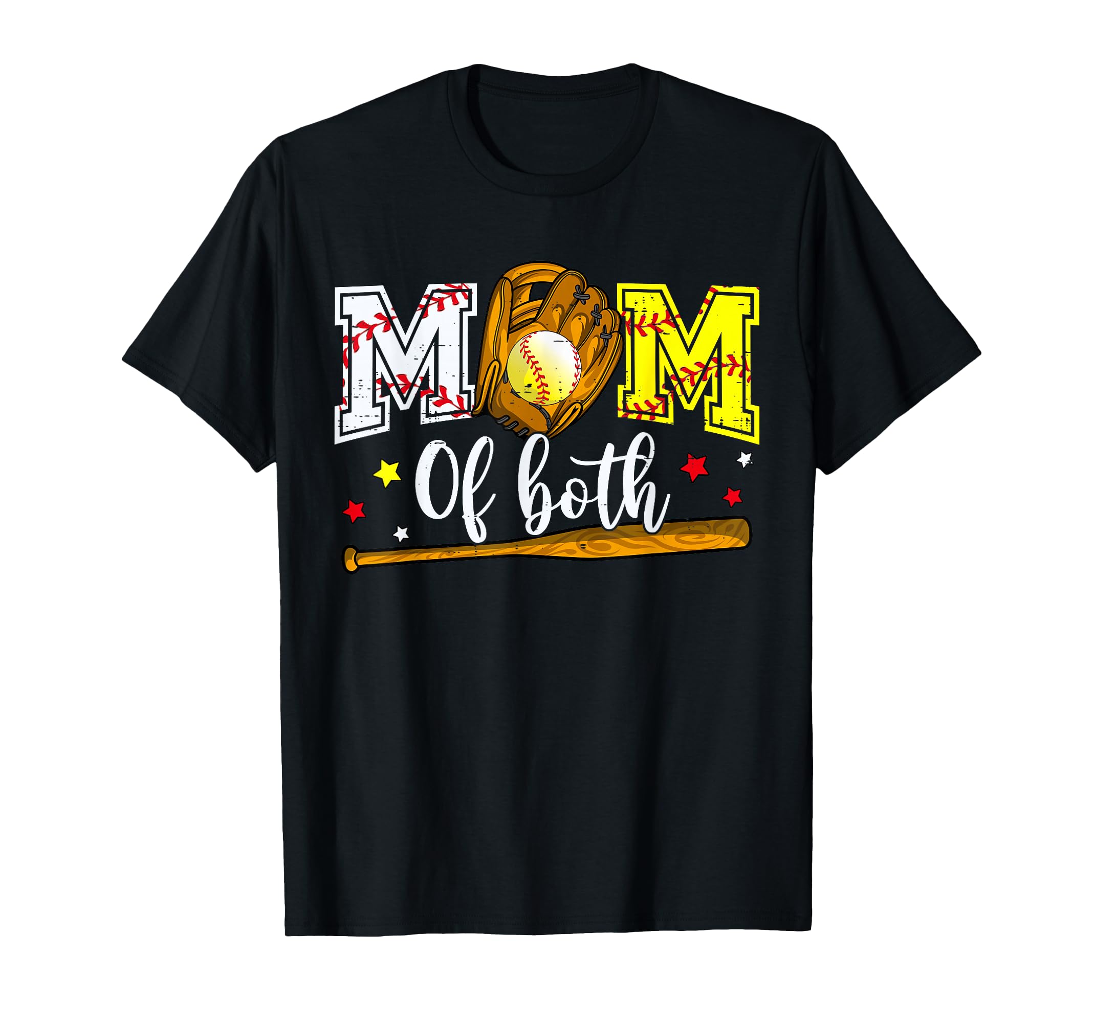 Mom Both Softball Mothers Day Game Day T-Shirt - Custom Art Print Unisex - T-Shirt, Sweatshirt, Hoodie