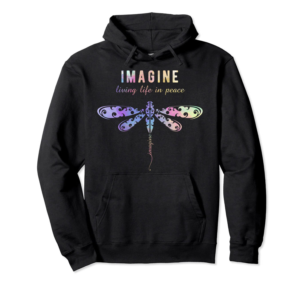 Imagine Boho Dragonfly 60S 70S Groovy Hoodie - Custom Art Print Unisex - T-Shirt, Sweatshirt, Hoodie
