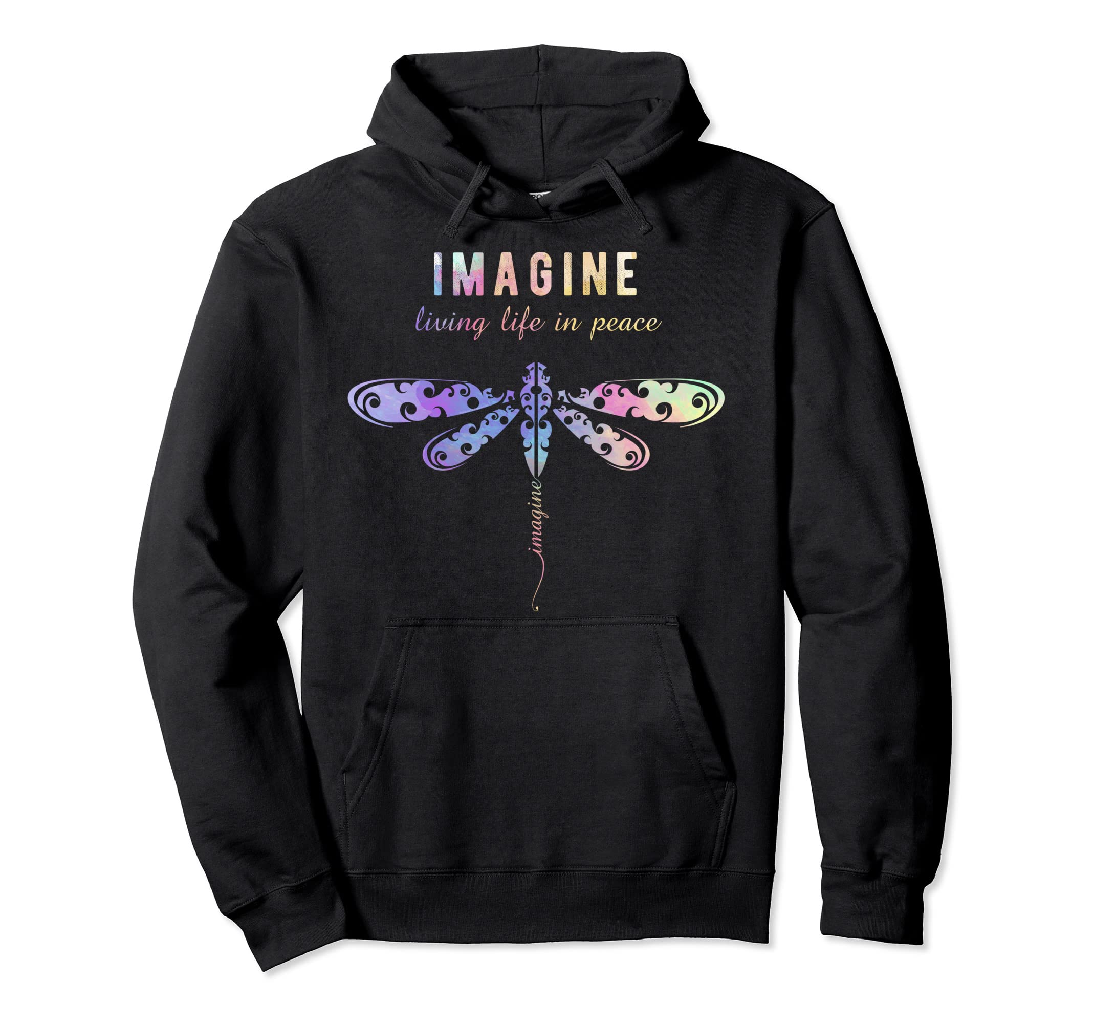 Imagine Boho Dragonfly 60S 70S Groovy Hoodie - Custom Art Print Unisex - T-Shirt, Sweatshirt, Hoodie