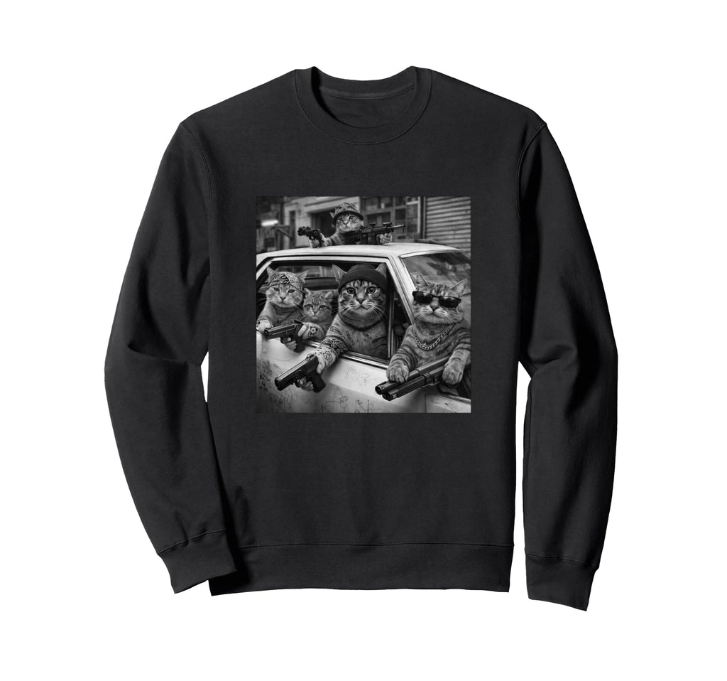 Funny Gangster Cat Old School Hip Sweatshirt - Streetwear Style for Adults - T-Shirt, Sweatshirt, Hoodie