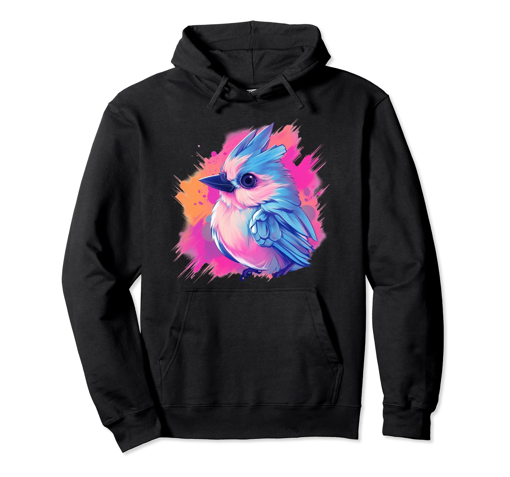 Vaporwave Aesthetic Tufted Titmouse Hoodie - Unique Graphic for Adults - T-Shirt, Sweatshirt, Hoodie