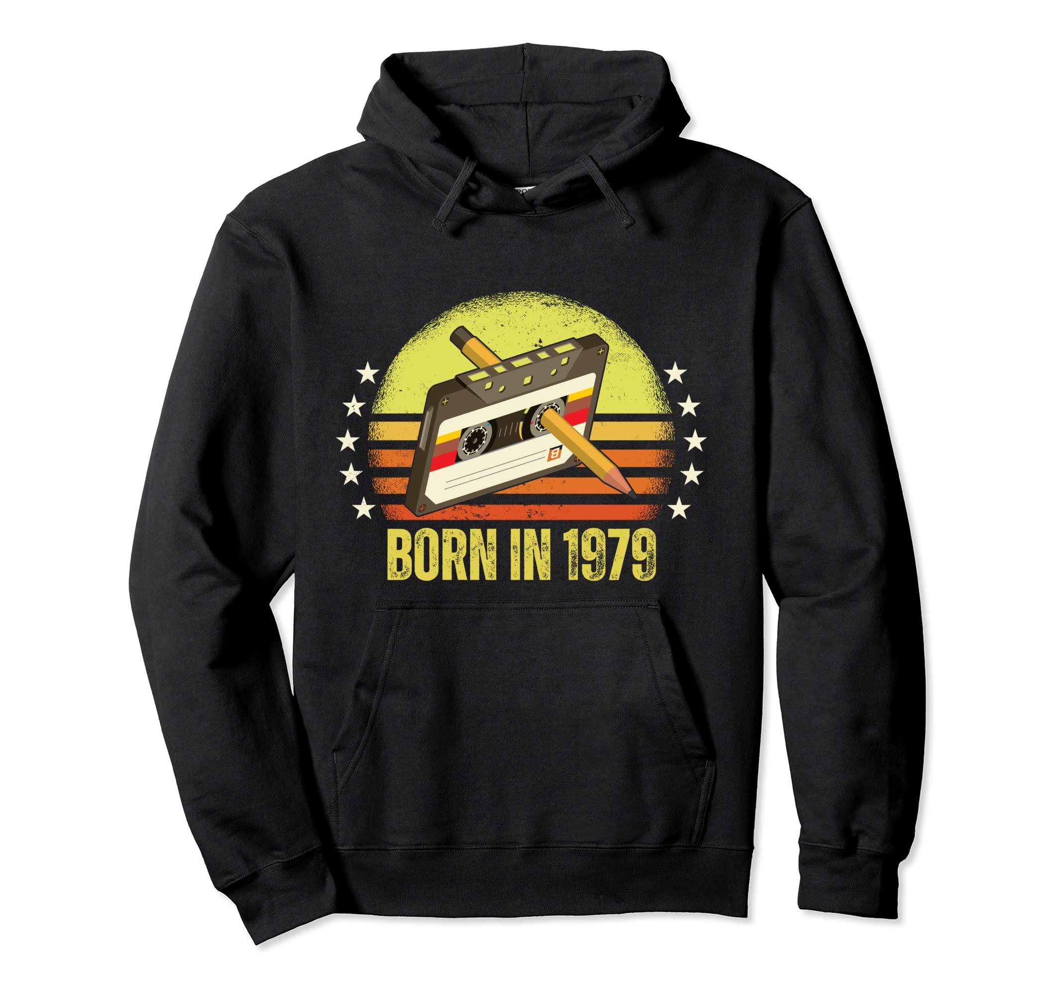 Born 1979 Cassette Tape Pencil Rewind Hoodie - Fun Novelty Design Men Women - T-Shirt, Sweatshirt, Hoodie