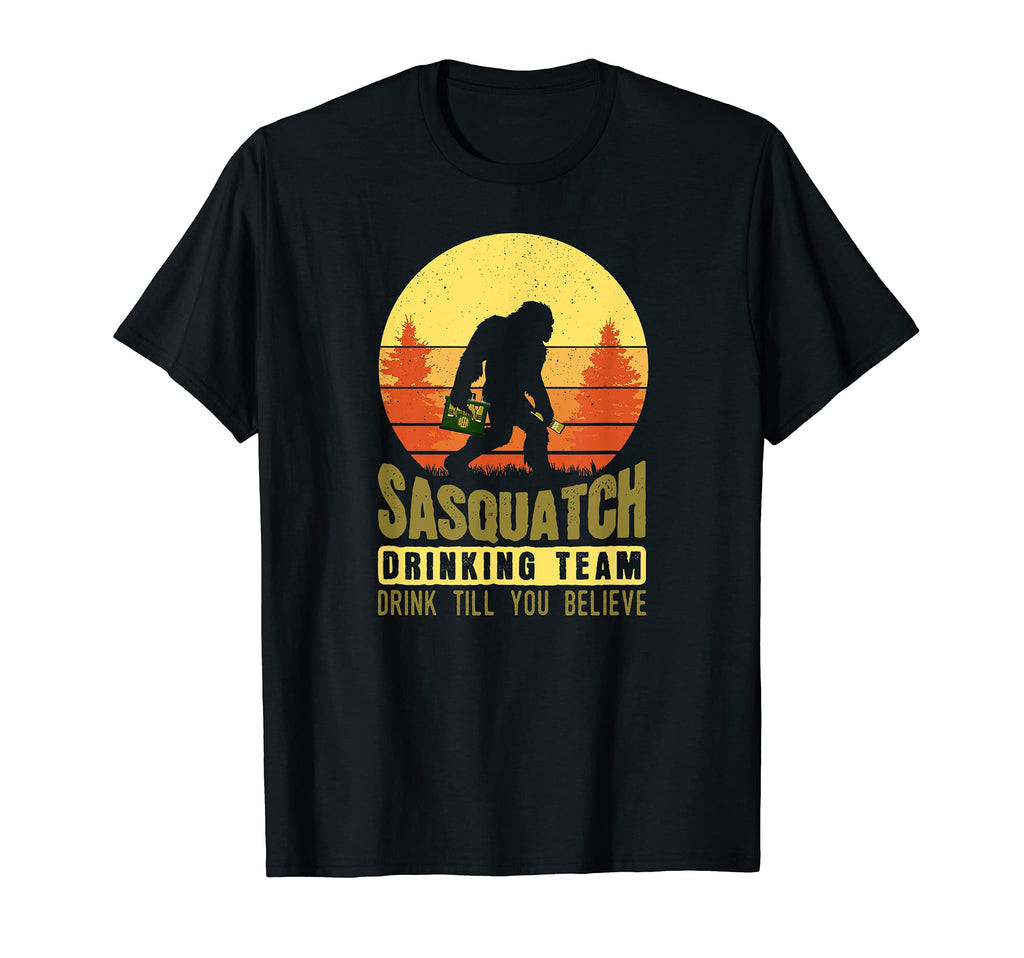 Sasquatch Beer Drinking Sunset Funny T-Shirt - Trendy Graphic Men Women - T-Shirt, Sweatshirt, Hoodie