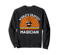 Worlds Okayest Magician Distressed Sweatshirt - Graphic Print Unisex - T-Shirt, Sweatshirt, Hoodie