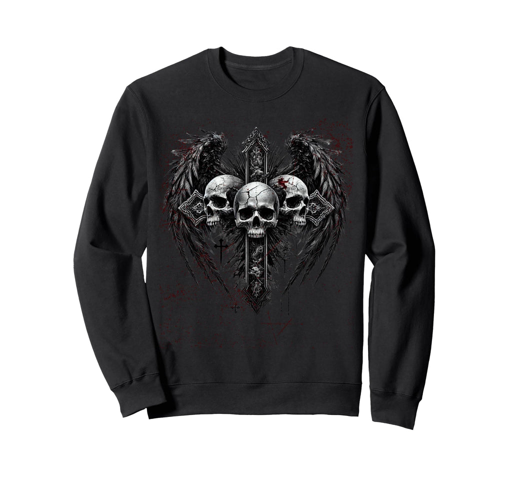 Skull Cross Y2K Goth Alt Grunge Sweatshirt - Graphic Print for Adults - T-Shirt, Sweatshirt, Hoodie