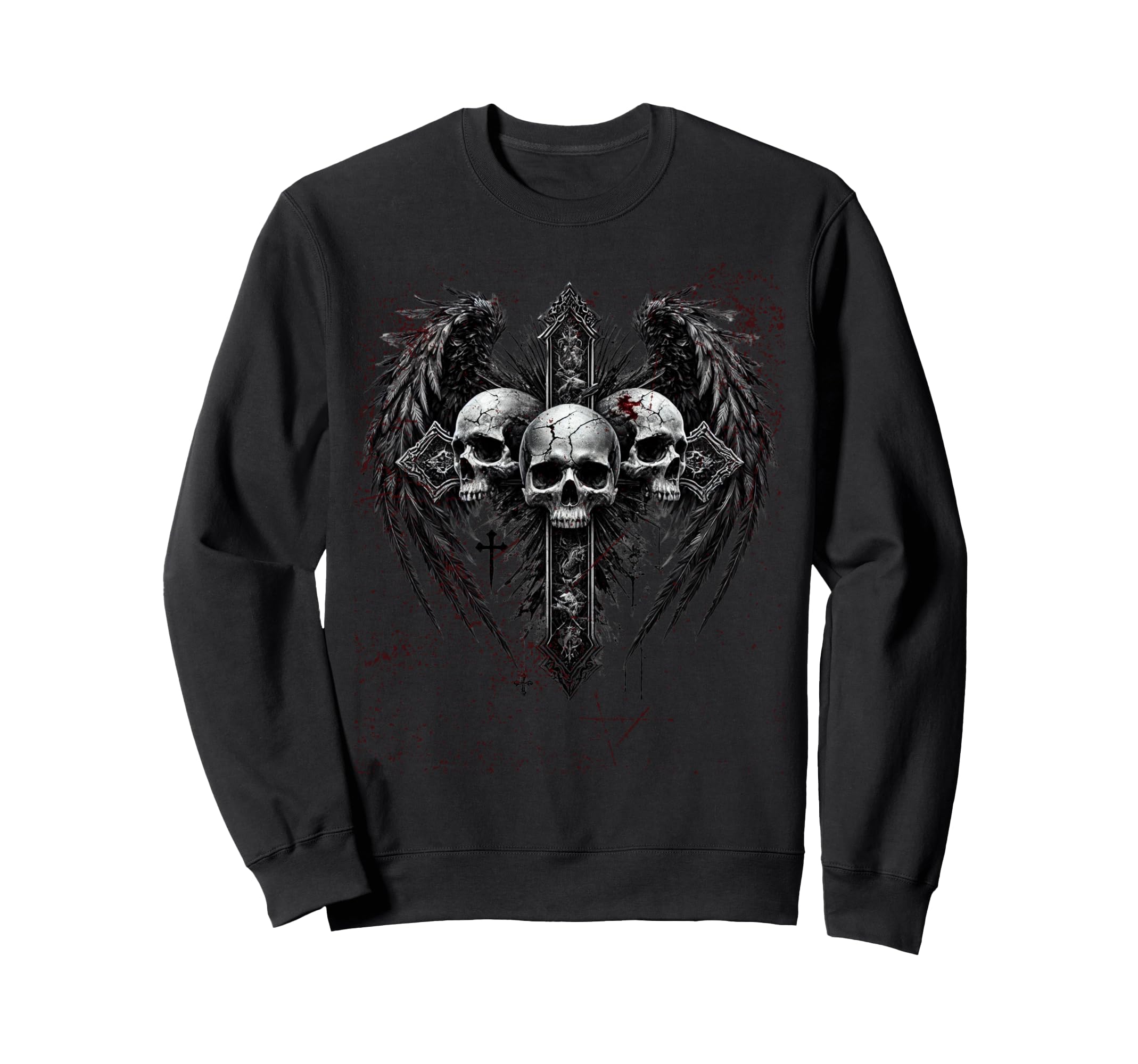 Skull Cross Y2K Goth Alt Grunge Sweatshirt - Graphic Print for Adults - T-Shirt, Sweatshirt, Hoodie
