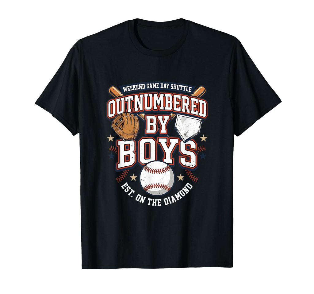 Outnumbered Baseball Mom Weekend Game Day T-Shirt - Novelty Apparel Unisex - T-Shirt, Sweatshirt, Hoodie