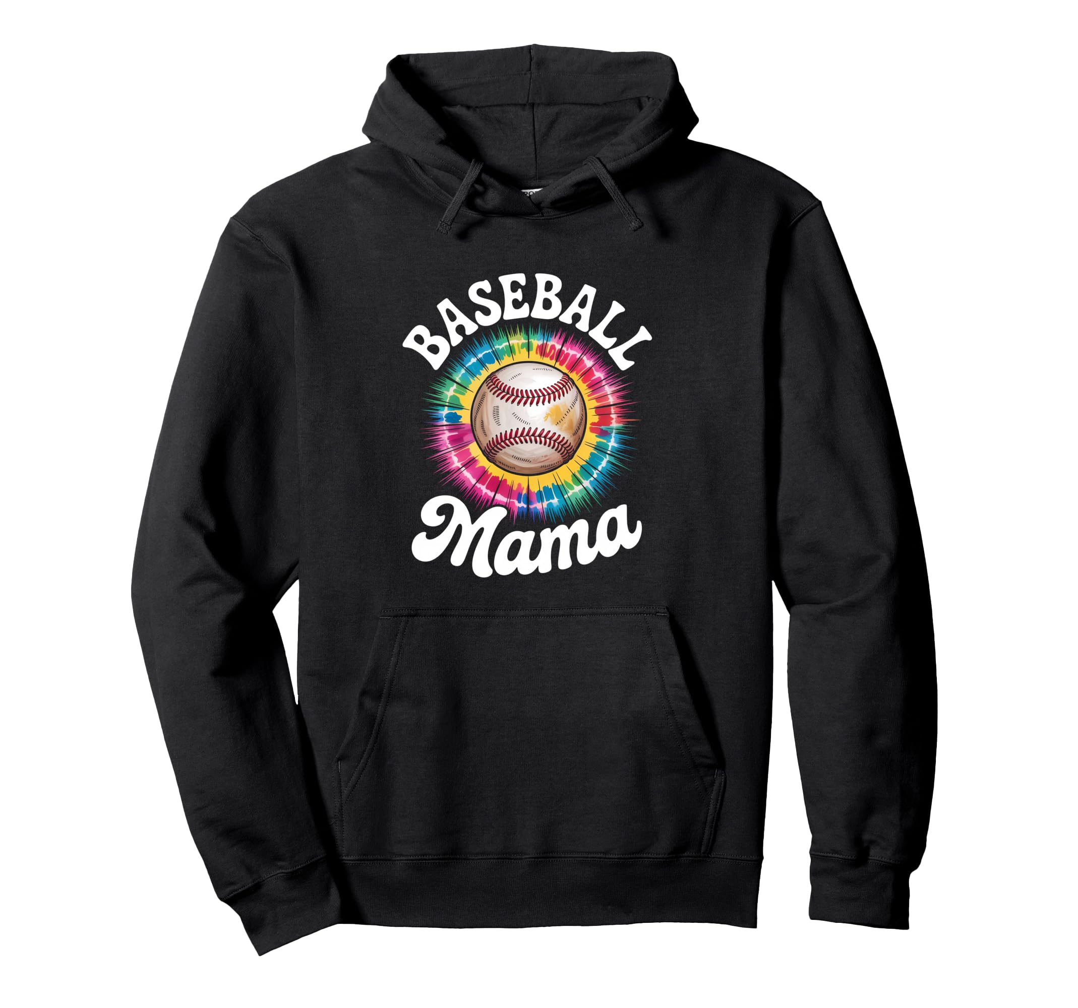 Baseball Mama Tie Dye Colorful Hoodie - Custom Art Print for Adults - T-Shirt, Sweatshirt, Hoodie