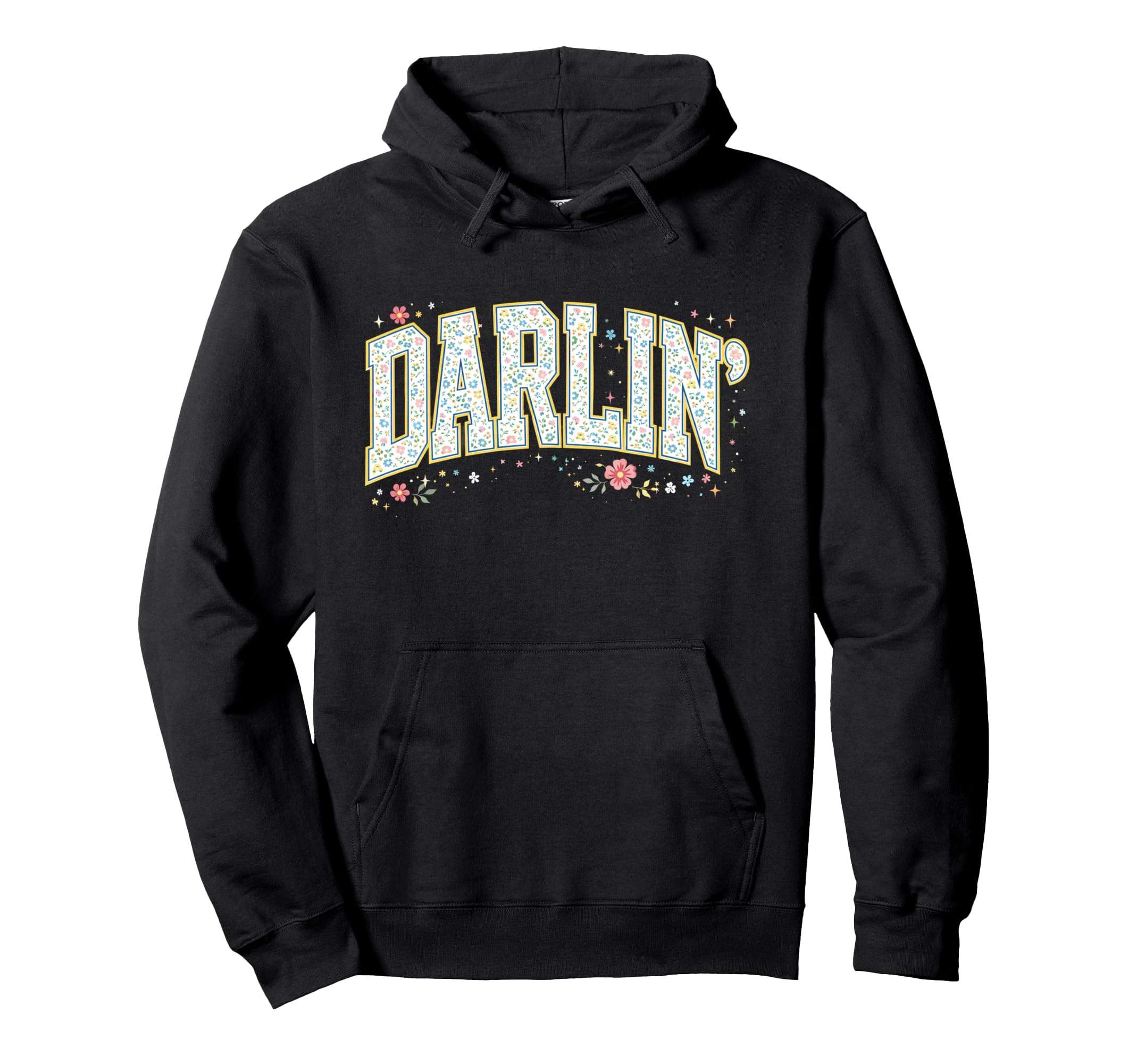 Ditsy Floral Darlin Varsity Letter Hoodie - Graphic Print for Adults - T-Shirt, Sweatshirt, Hoodie