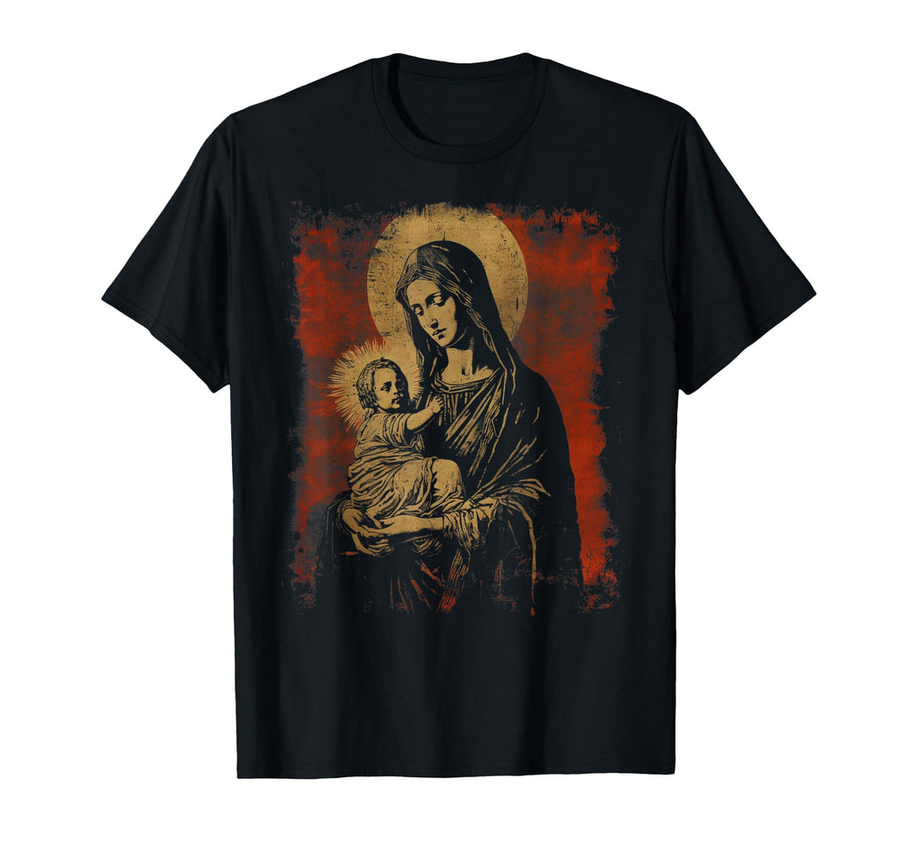 Mary Jesus Distressed 90S Goth T-Shirt - Streetwear Style for Adults - T-Shirt, Sweatshirt, Hoodie