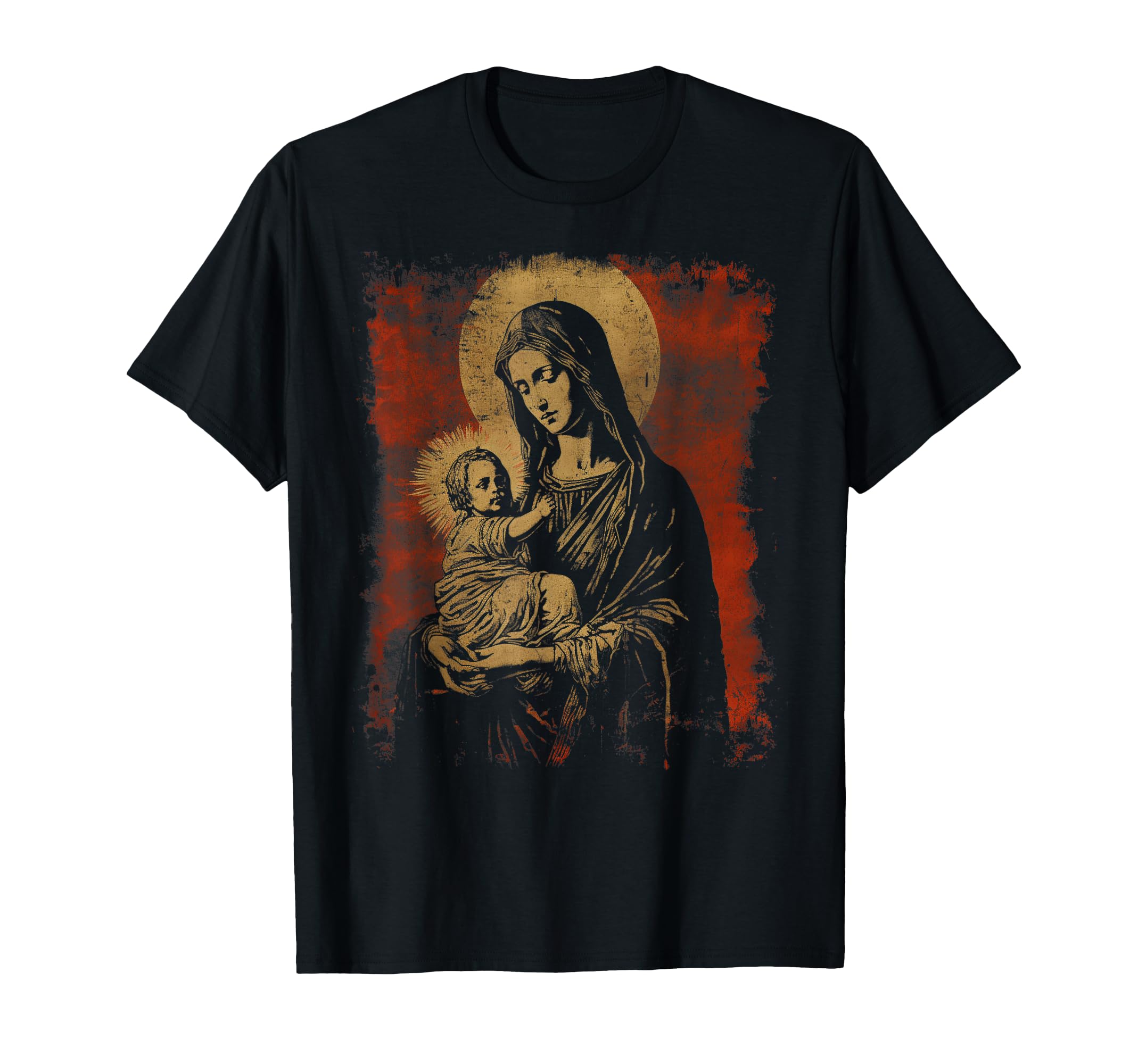 Mary Jesus Distressed 90S Goth T-Shirt - Streetwear Style for Adults - T-Shirt, Sweatshirt, Hoodie