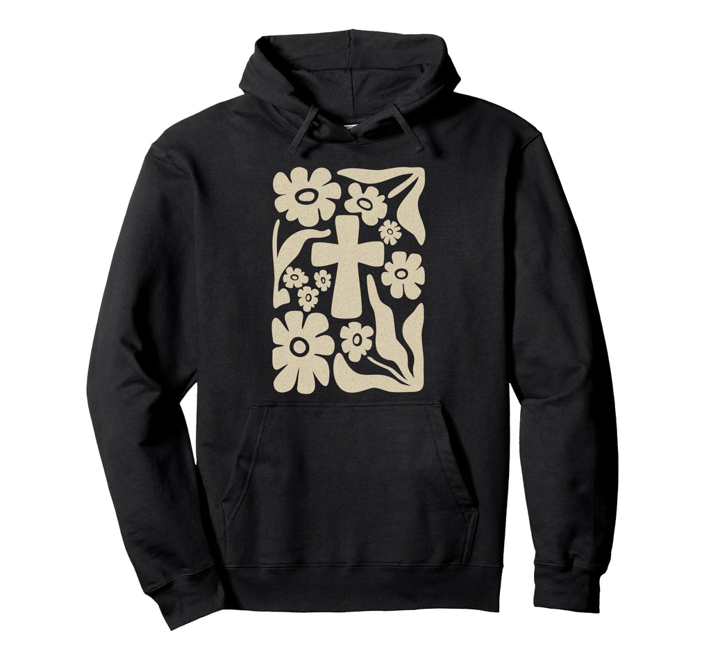 Boho Floral Cross Christian Faith Hoodie - Casual Everyday Wear for Adults - T-Shirt, Sweatshirt, Hoodie