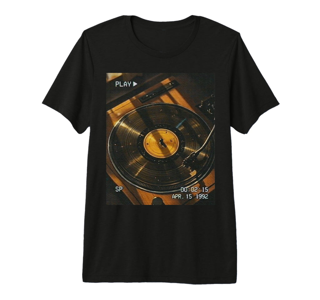 Vhs Turntable Aesthetic Vinyl Tri Blend T-Shirt - Custom Art Print Unisex - T-Shirt, Sweatshirt, Hoodie