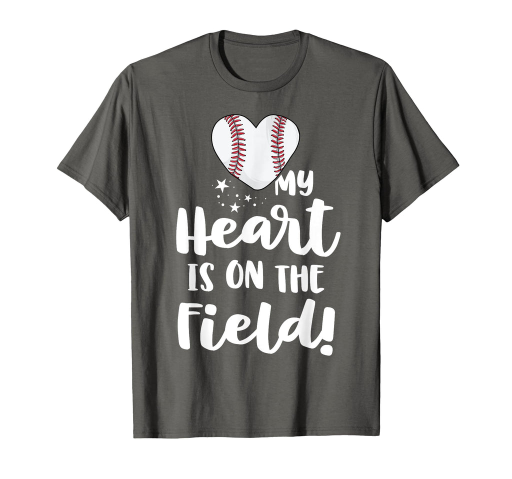 My Heart Is Field Baseball Mom Softball T-Shirt - Graphic Print Men Women - T-Shirt, Sweatshirt, Hoodie