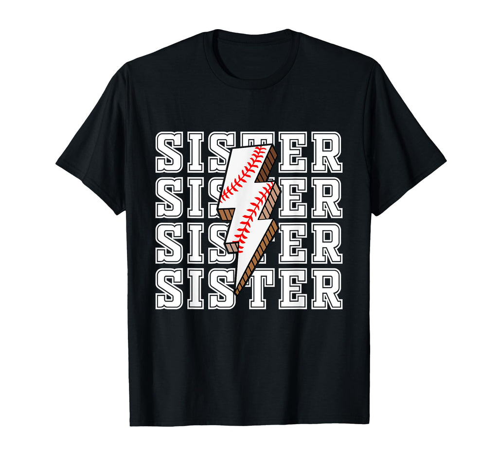 Sister Baseball Lightning Bolt Sports T-Shirt - Minimalist Print Unisex - T-Shirt, Sweatshirt, Hoodie