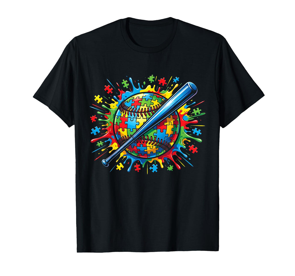 Colorful Softball Autism Awareness T-Shirt - Fun Novelty Design for Adults - T-Shirt, Sweatshirt, Hoodie