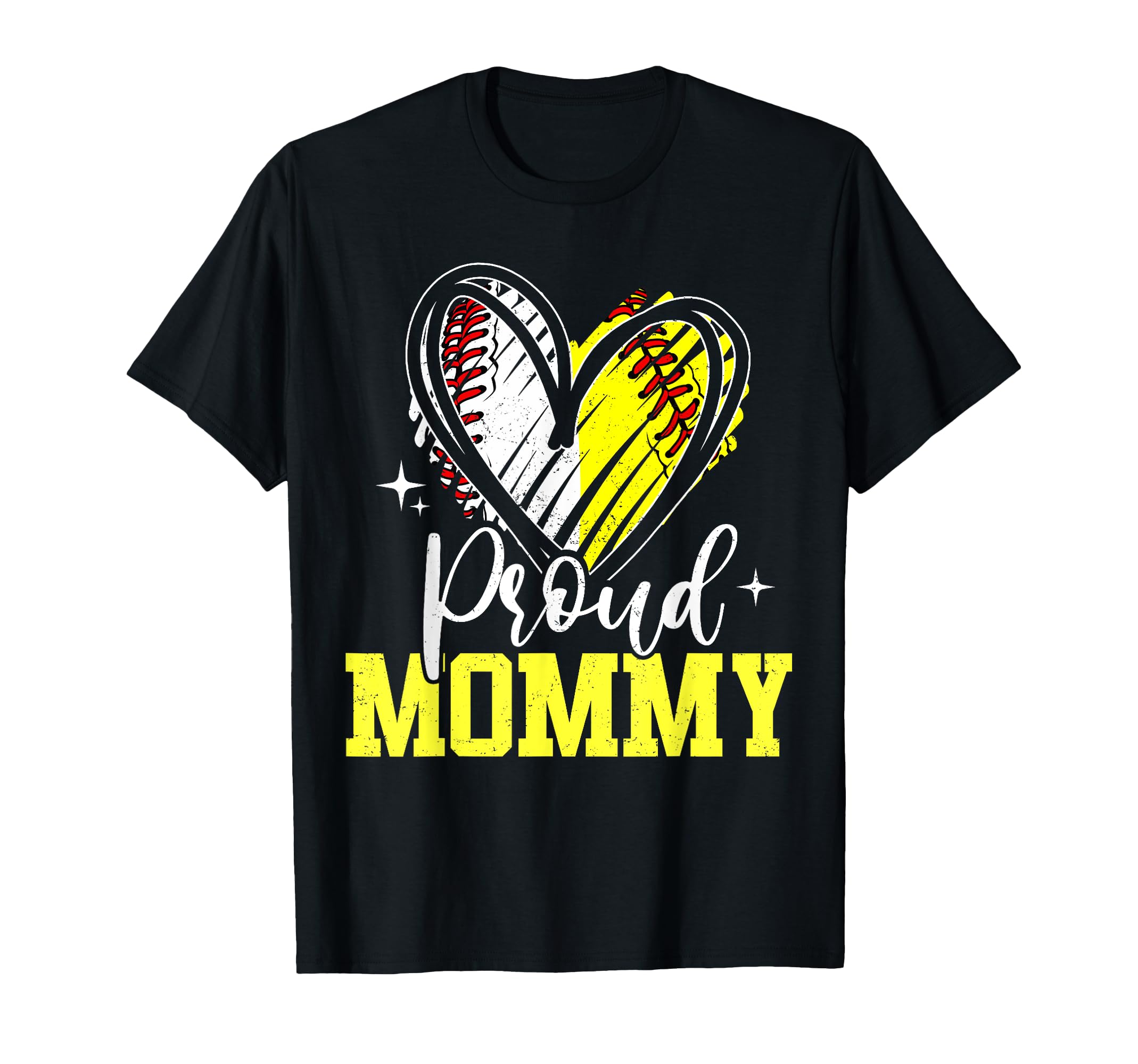 Proud Mommy Baseball Softball Heart T-Shirt - Novelty Apparel for Adults - T-Shirt, Sweatshirt, Hoodie
