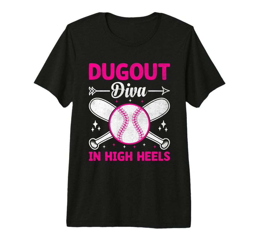Dugout Diva High Heels Baseball Player T-Shirt - Trendy Graphic for Adults - T-Shirt, Sweatshirt, Hoodie