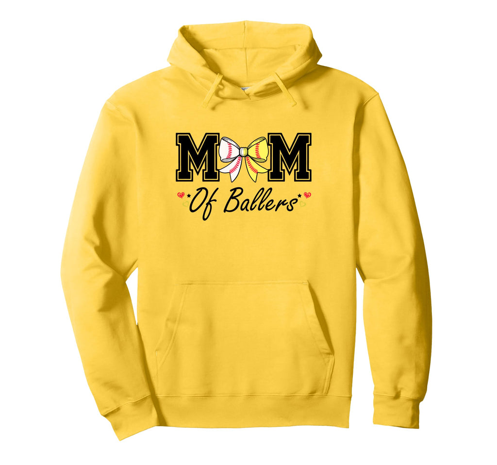 Mom Ballers Baseball Softball Coquette Hoodie - Graphic Print Men Women - T-Shirt, Sweatshirt, Hoodie