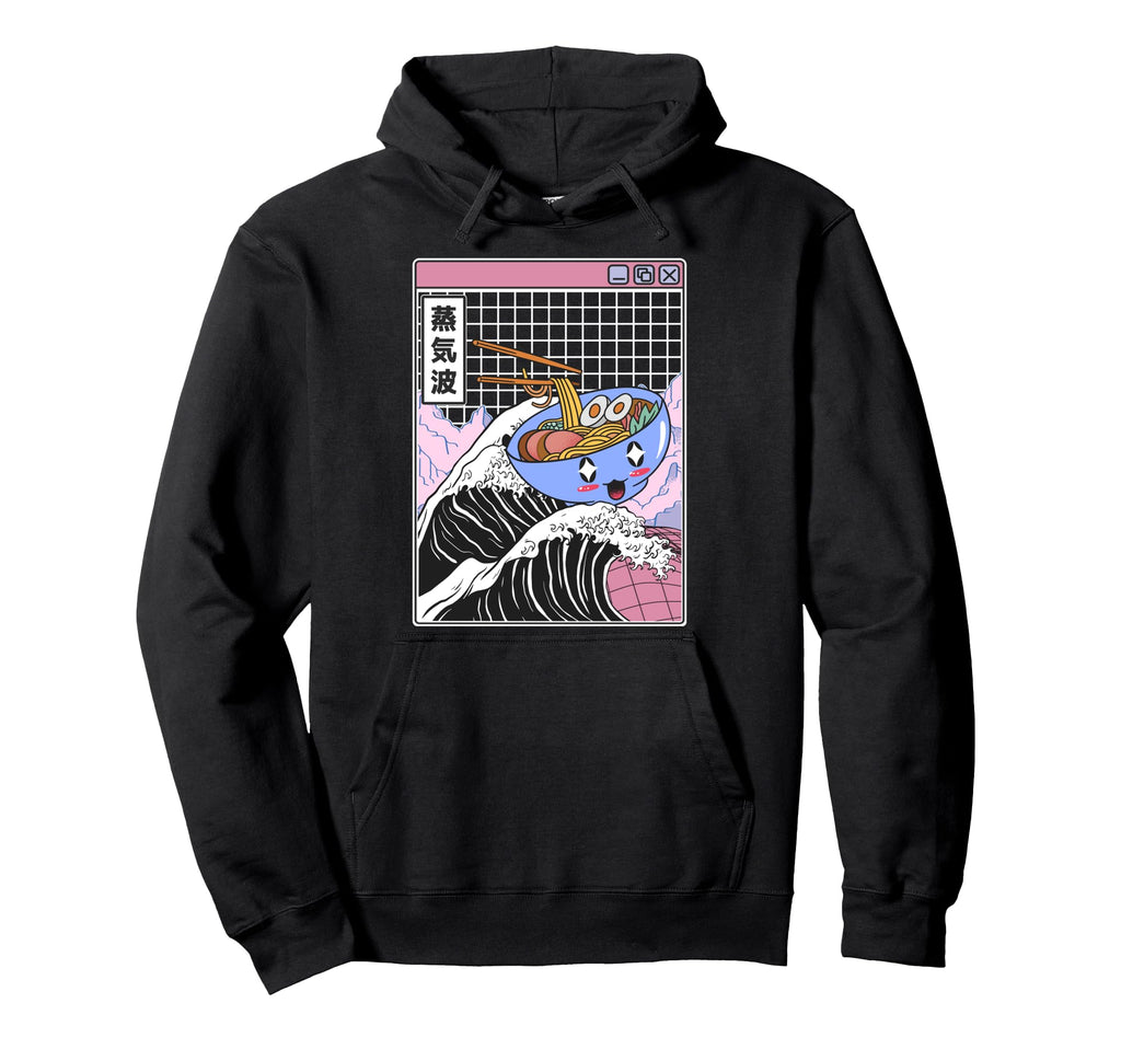Happy Ramen Bowl Kanagawa Wave Digital Anime Hoodie - Graphic Print Unisex - T-Shirt, Sweatshirt, Hoodie