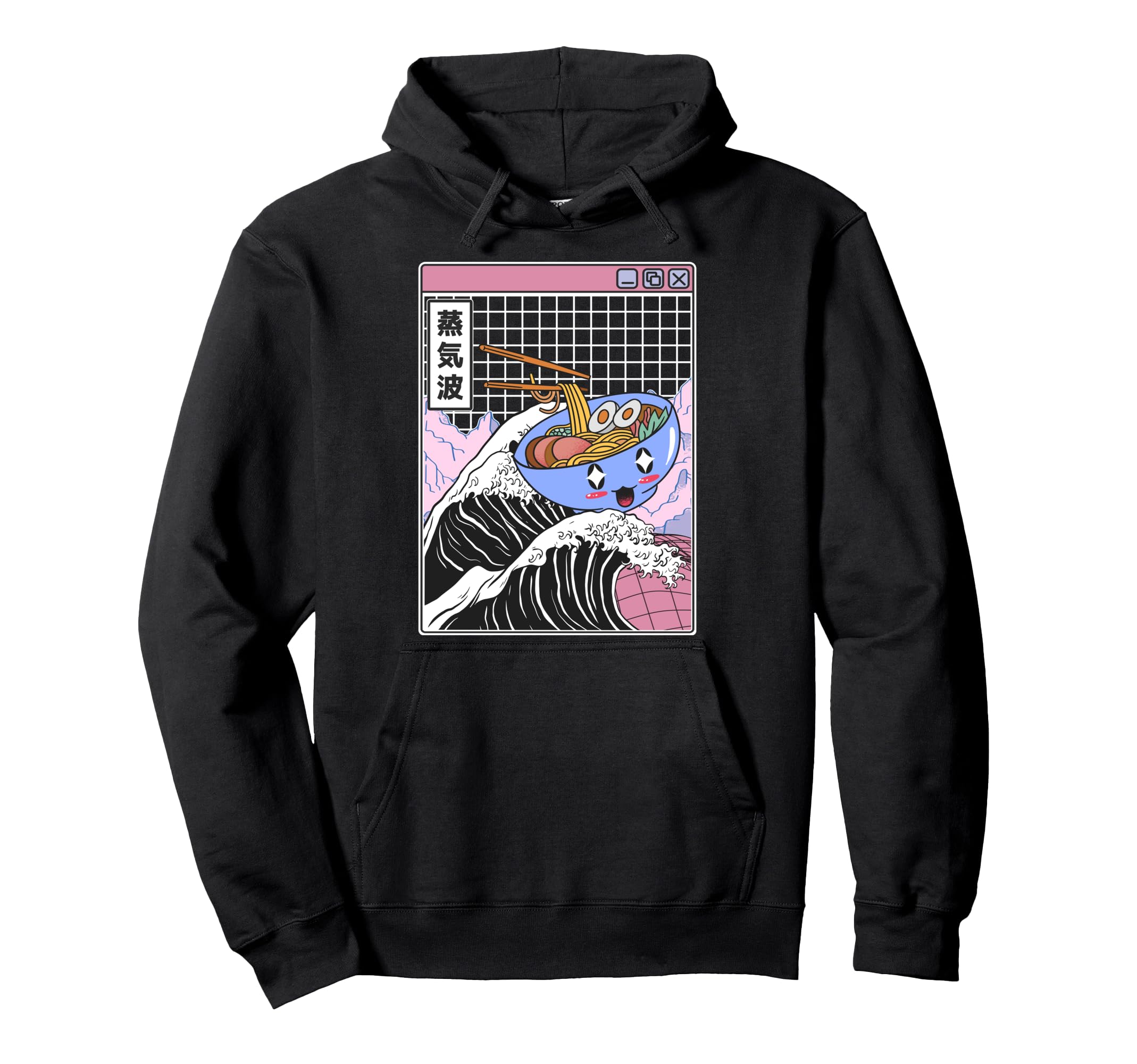 Happy Ramen Bowl Kanagawa Wave Digital Anime Hoodie - Graphic Print Unisex - T-Shirt, Sweatshirt, Hoodie