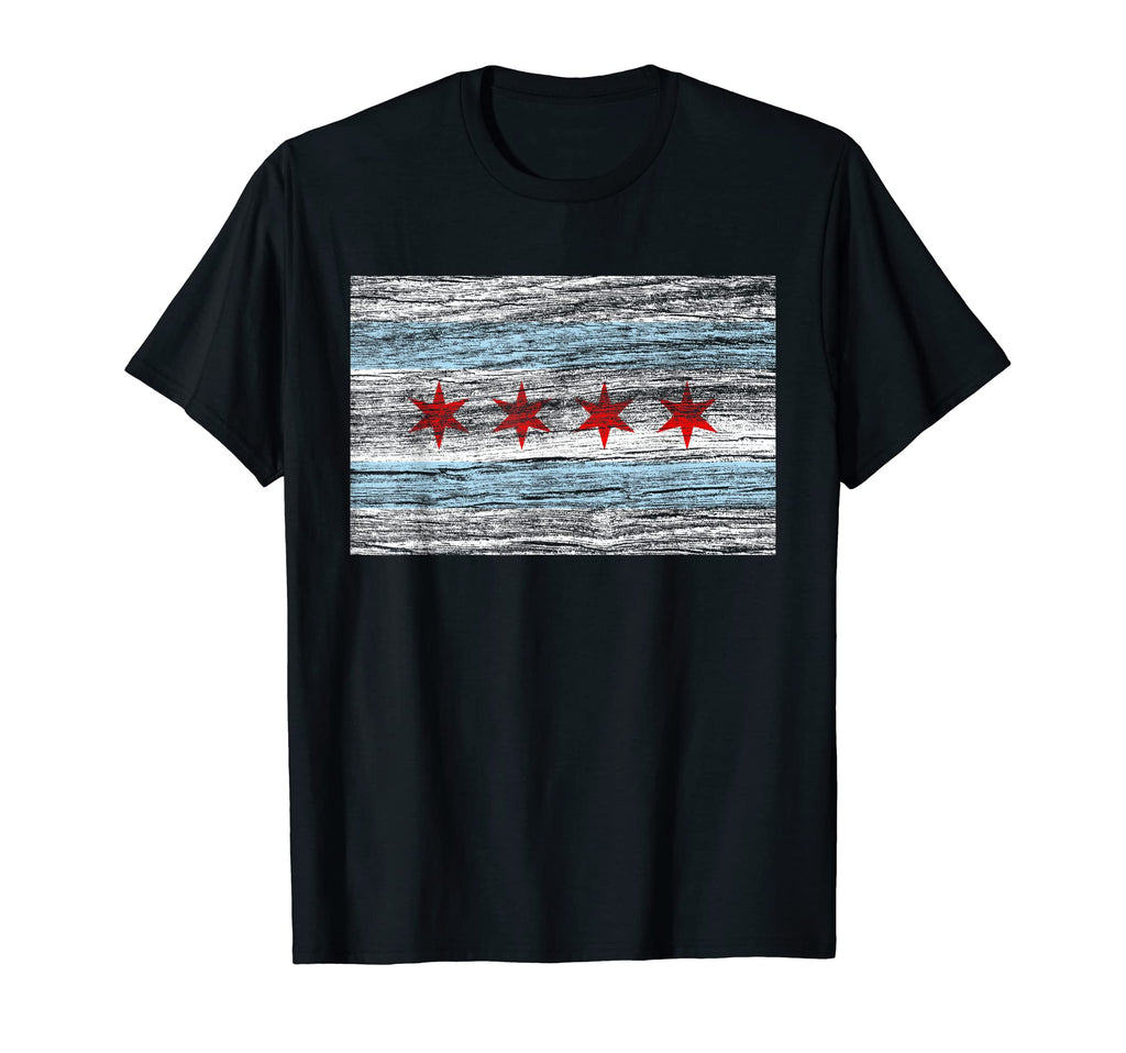 Chicago Flag Distressed Windy City T-Shirt - Novelty Apparel Unisex - T-Shirt, Sweatshirt, Hoodie