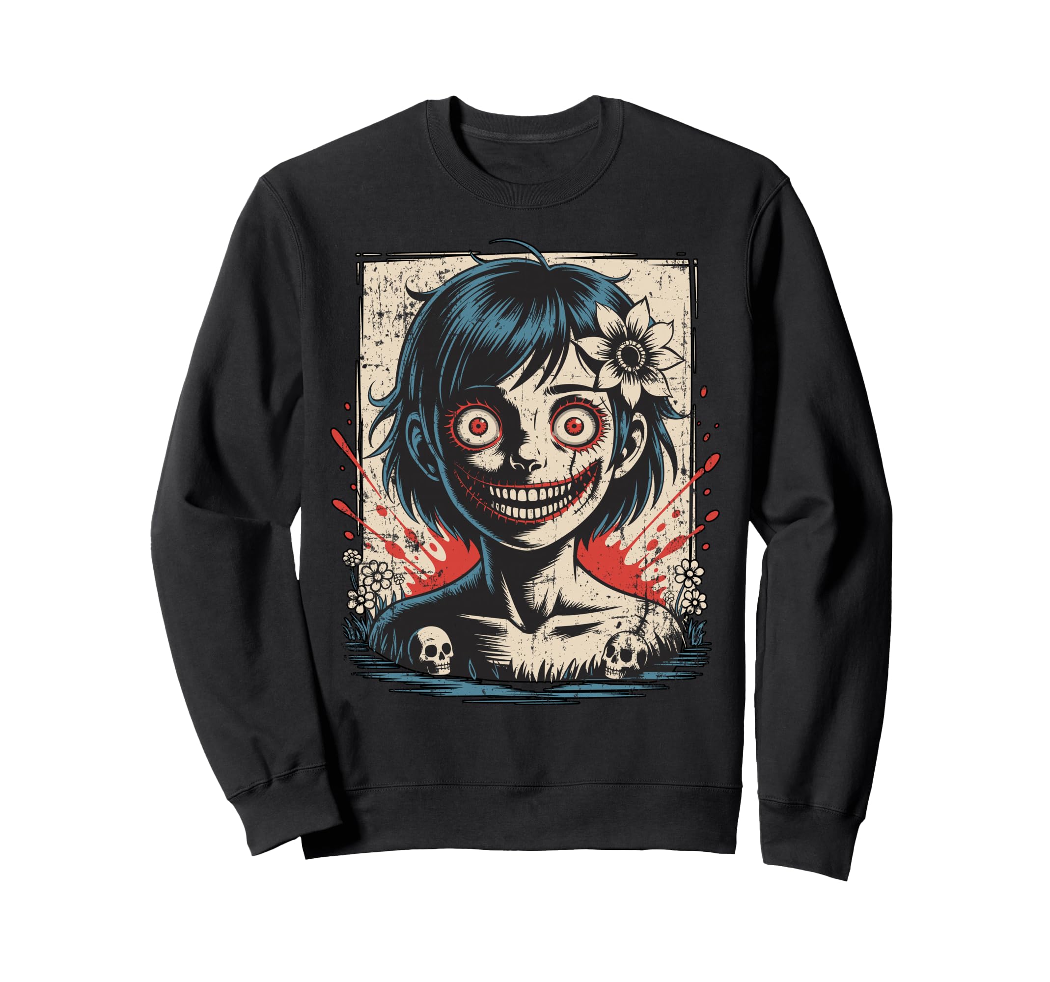 Japanese Goth Creepy Emo Y2K Japan Sweatshirt - Minimalist Print Men Women - T-Shirt, Sweatshirt, Hoodie
