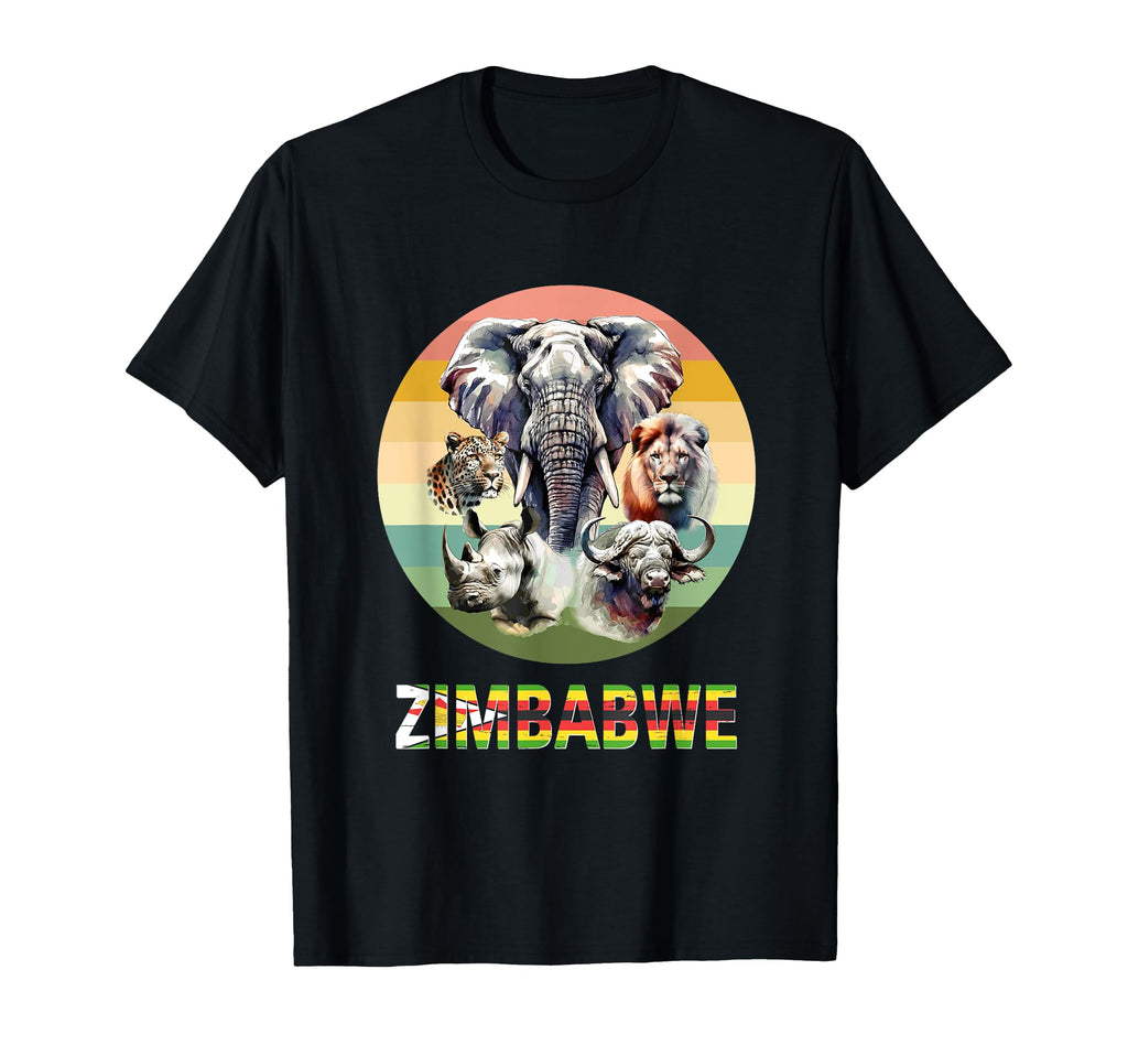 Zimbabwe Big 5 Watercolor Sunset T-Shirt - Casual Everyday Wear for Adults - T-Shirt, Sweatshirt, Hoodie