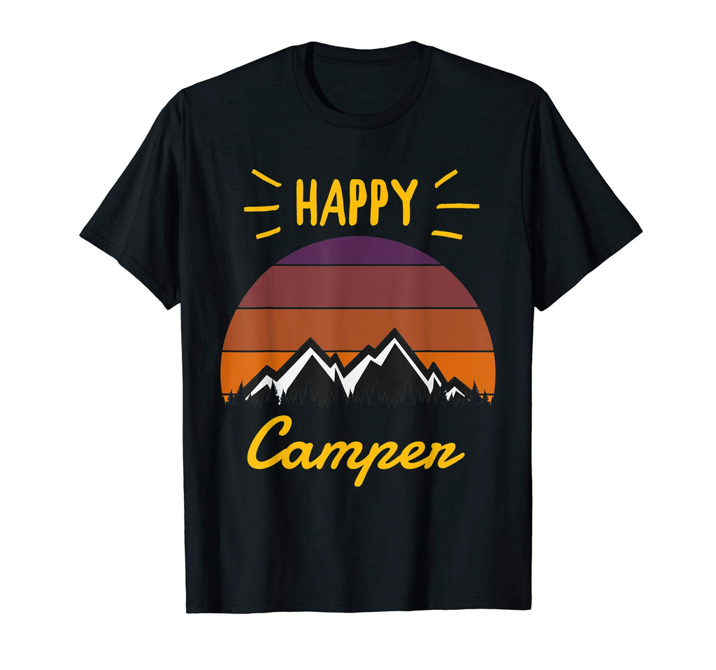 Happy Camper Camping Mountains Sunset T-Shirt - Unique Graphic Men Women - T-Shirt, Sweatshirt, Hoodie
