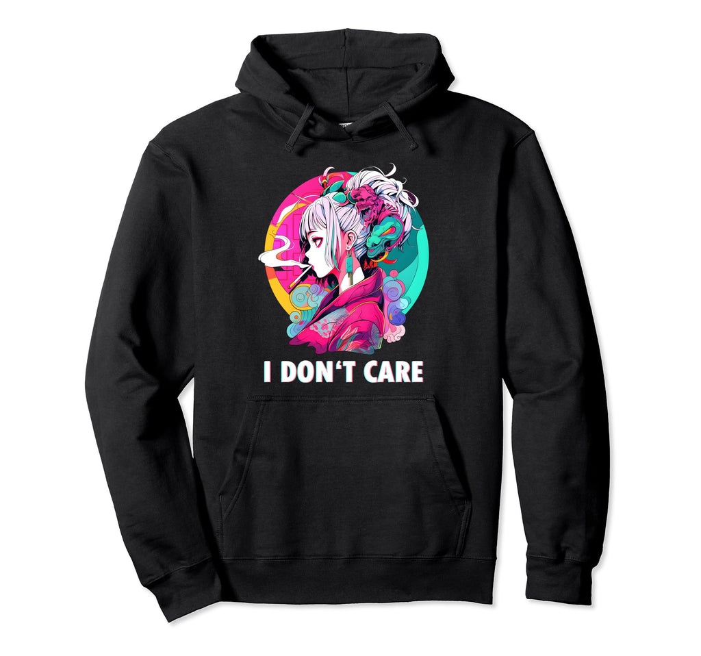 Aesthetic Vaporwave I Dont Care Anime Hoodie - Novelty Apparel Men Women - T-Shirt, Sweatshirt, Hoodie