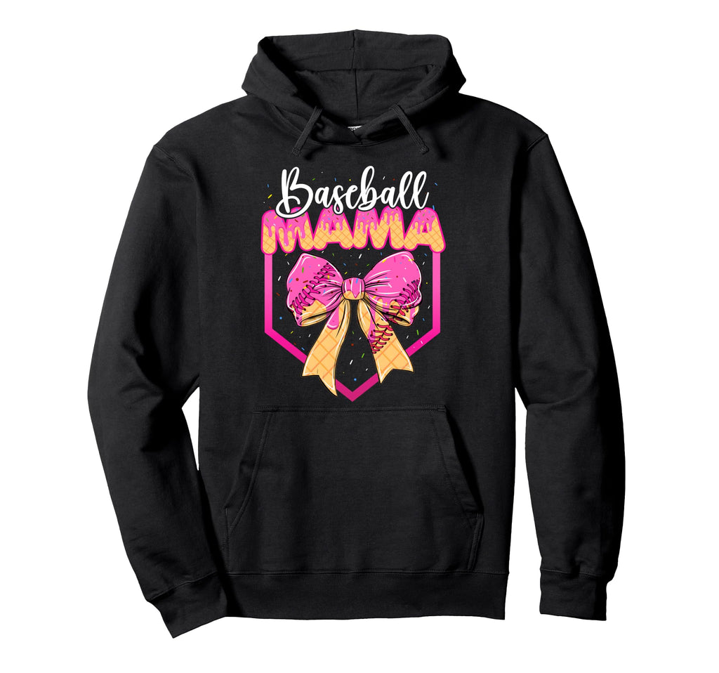 Baseball Mama Drip Ice Cream Drip Hoodie - Fun Novelty Design for Adults - T-Shirt, Sweatshirt, Hoodie