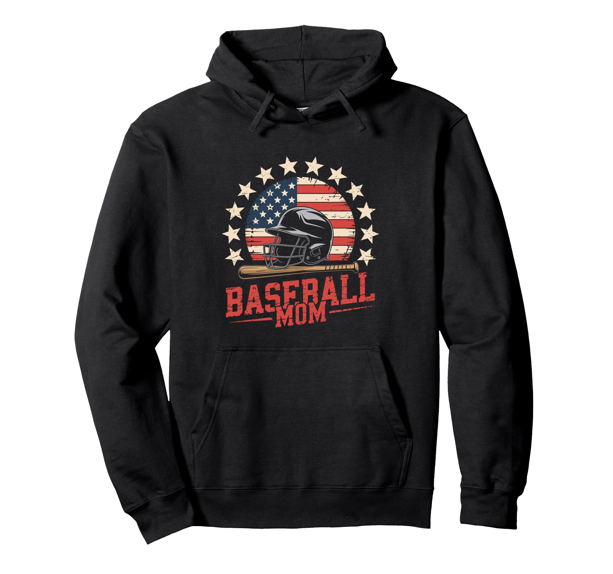 Funny Baseball Mom Usa Flag Hoodie - Aesthetic Graphic for Adults - T-Shirt, Sweatshirt, Hoodie