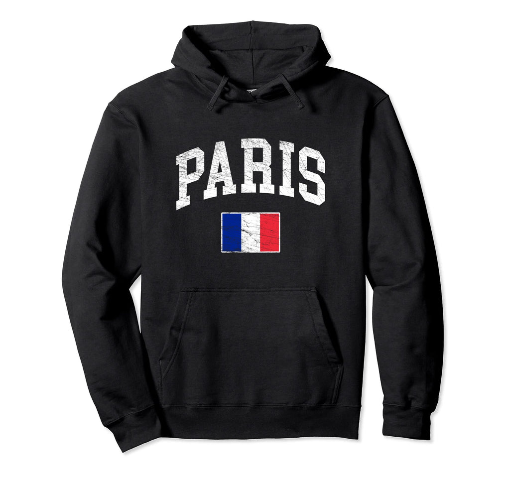 Paris Flag France Distressed Worn Hoodie - Novelty Apparel Men Women - T-Shirt, Sweatshirt, Hoodie