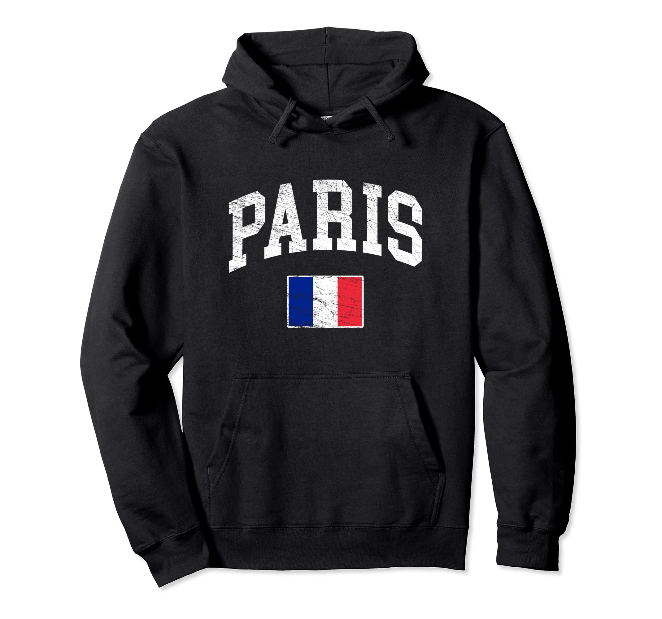 Paris Flag France Distressed Worn Hoodie - Novelty Apparel Men Women - T-Shirt, Sweatshirt, Hoodie