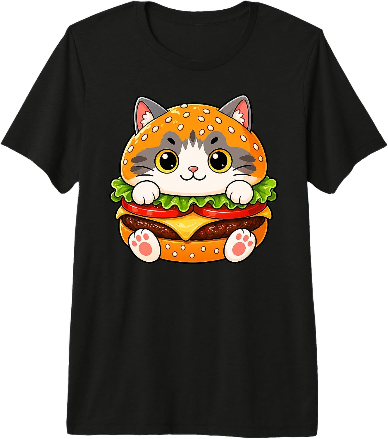 Cat Burger Foodie - Adult & Kids T-Shirts, Sweatshirts & Hoodies apparel design preview 1