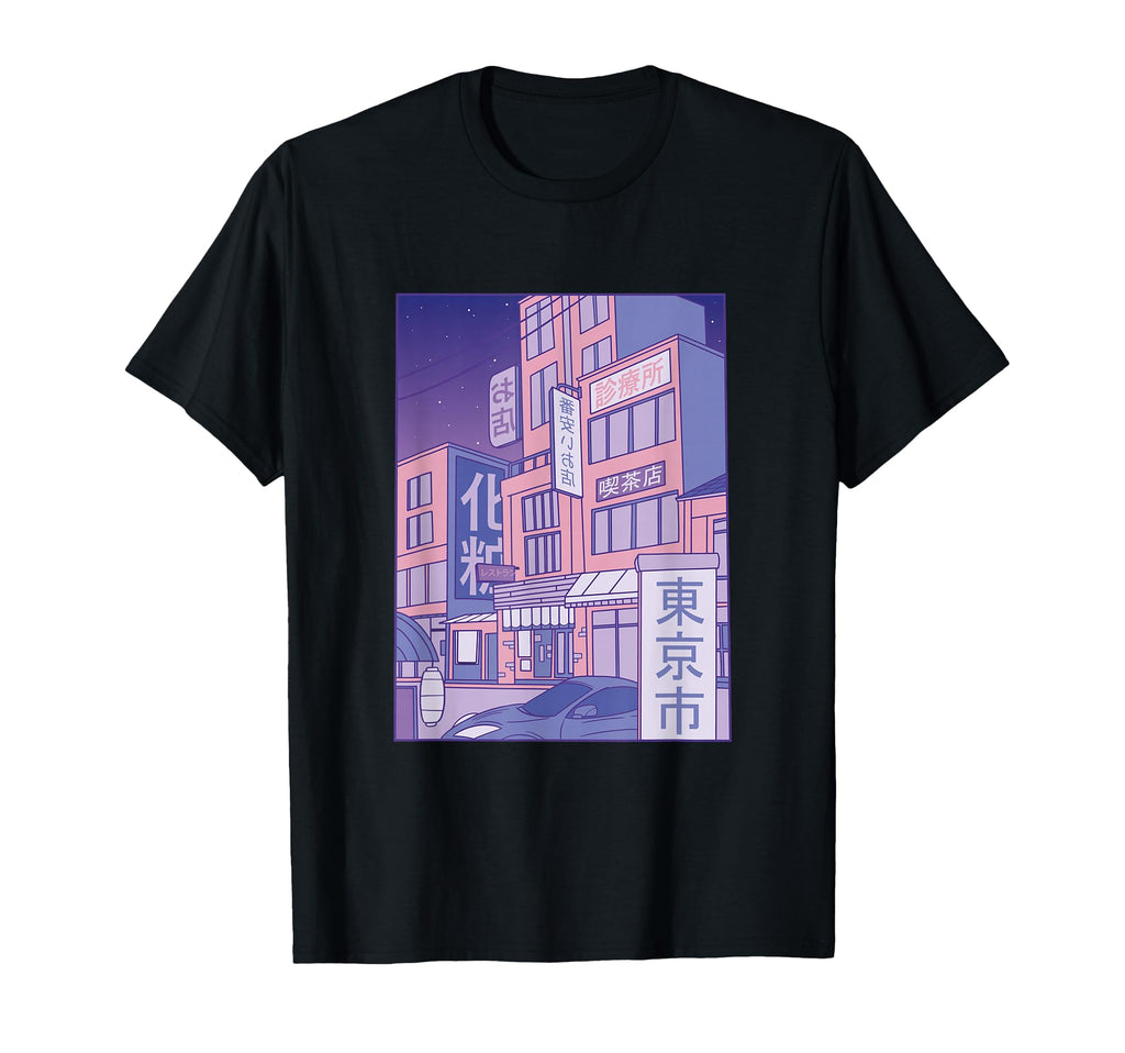 Japanese City Vaporwave Art Aesthetic T-Shirt - Fun Novelty Design Unisex - T-Shirt, Sweatshirt, Hoodie