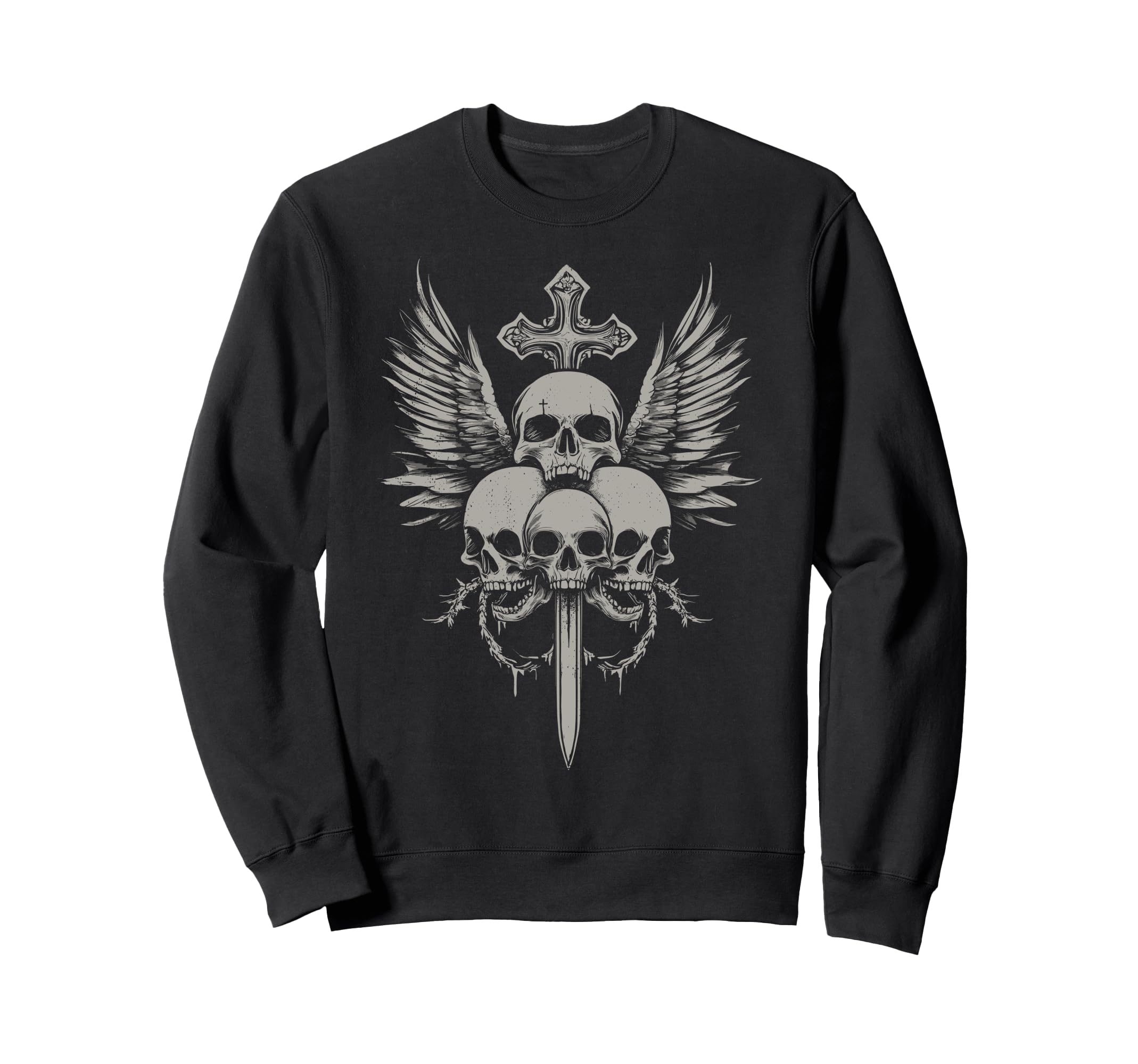 Skull Cross Y2K Grunge Aesthetic Sweatshirt - Custom Art Print for Adults - T-Shirt, Sweatshirt, Hoodie