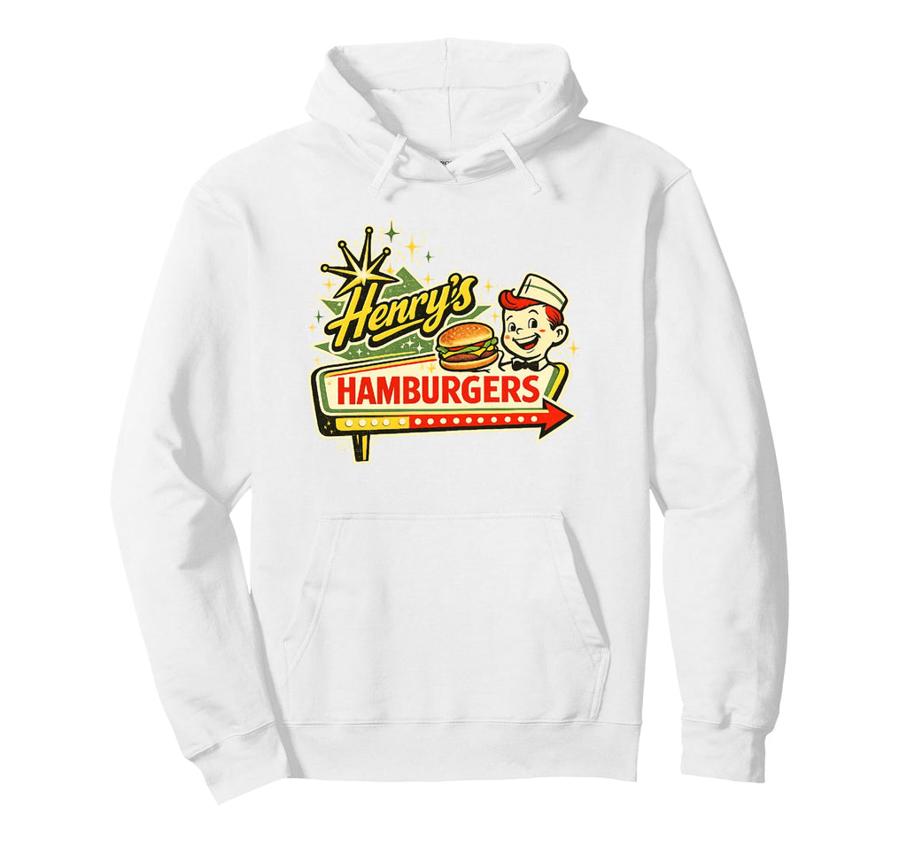 Diner Sign Art Henrys Hamburgers Hoodie - Custom Art Print for Adults - T-Shirt, Sweatshirt, Hoodie