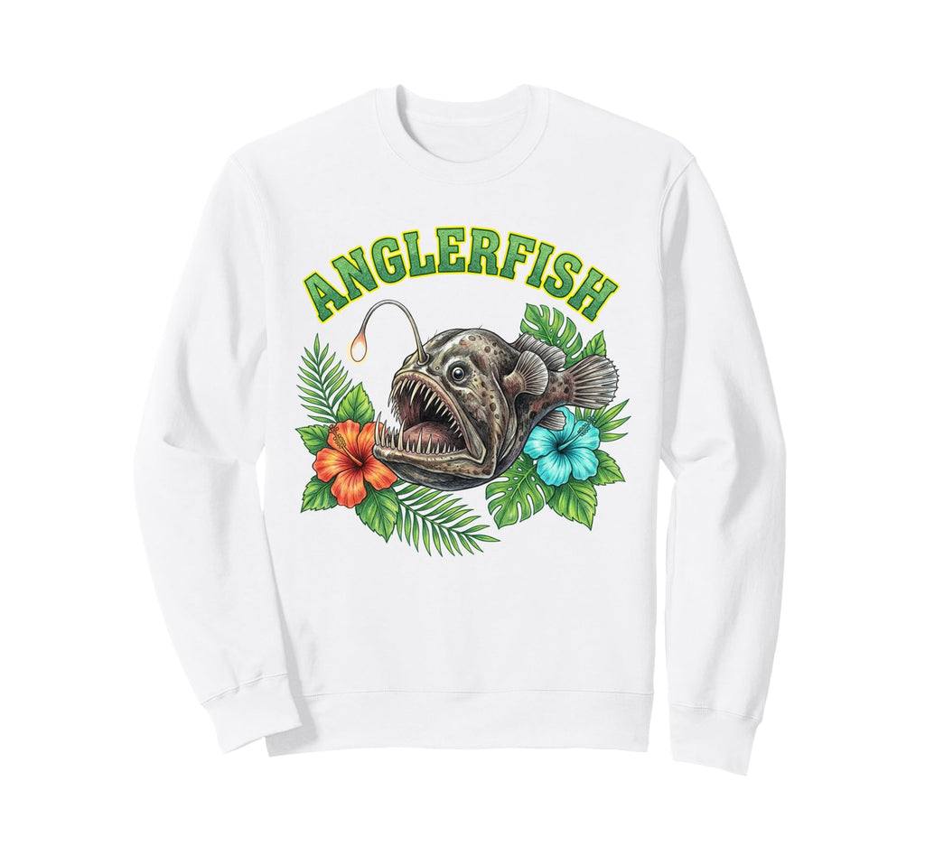 Anglerfish Groovy Floral Watercolor Sweatshirt - Graphic Print for Adults - T-Shirt, Sweatshirt, Hoodie